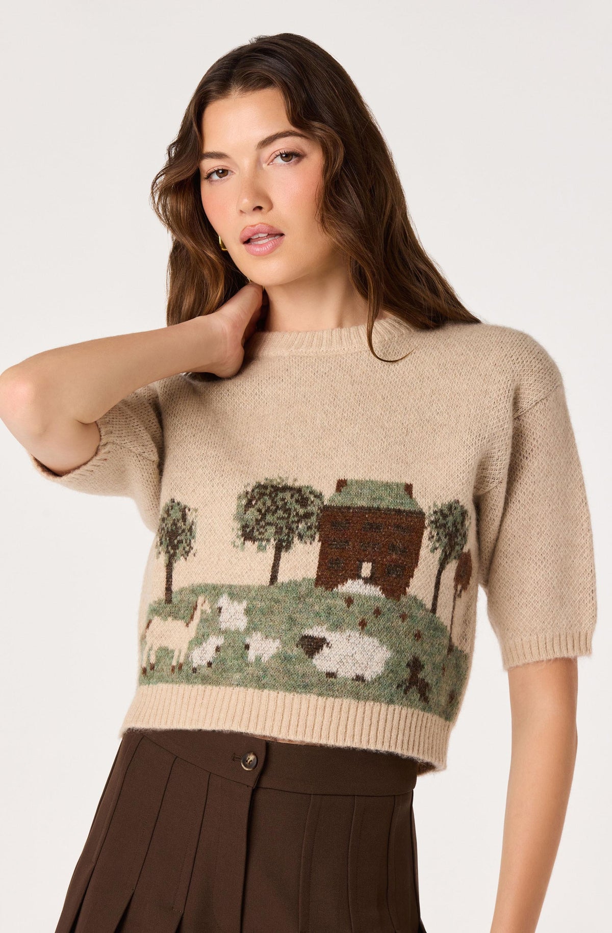 Colette Intarsia Short Sleeve Sweater