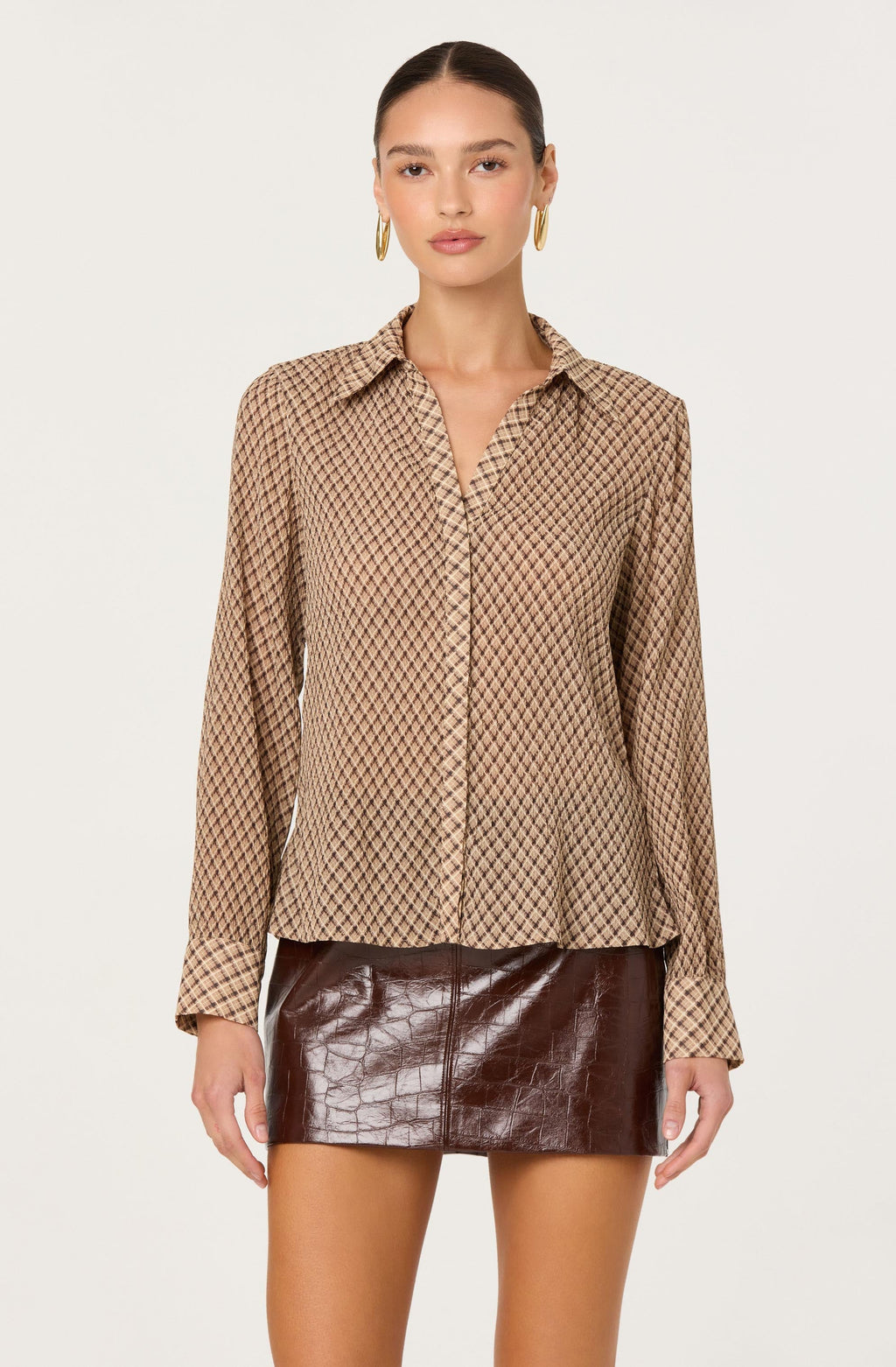 Laurel Diamond Print Long Sleeve Top