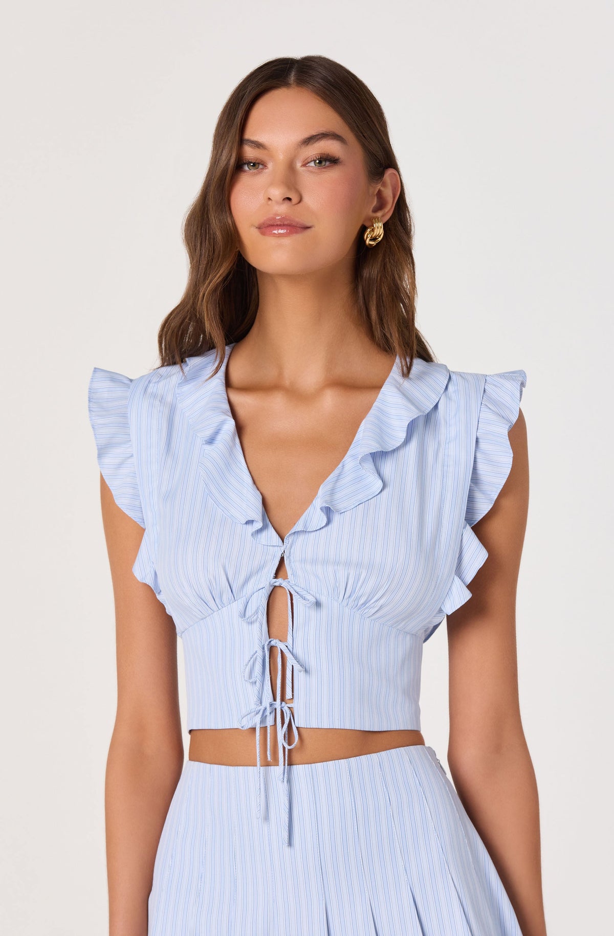 Zira Ruffle Trim Tie-Front Top