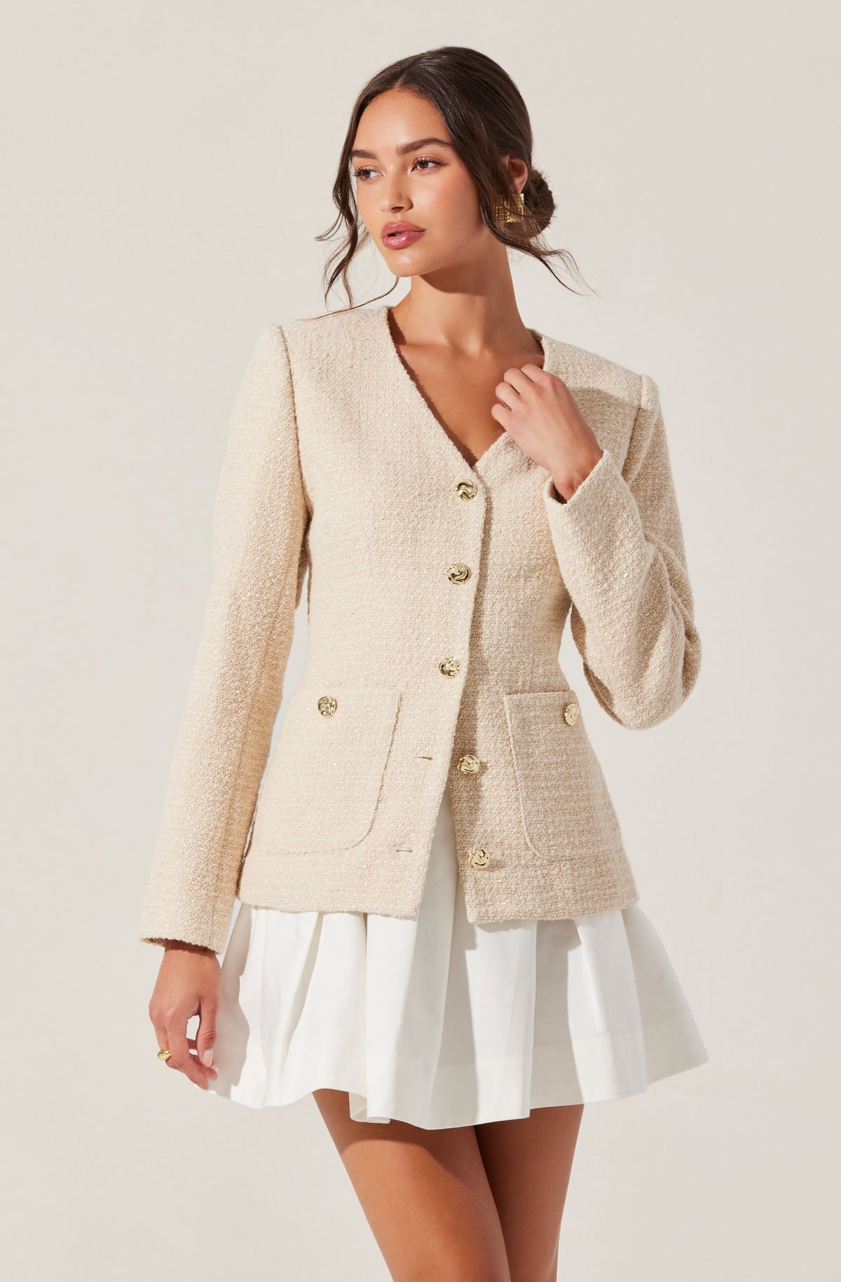 Lysanor Collarless Tweed Jacket