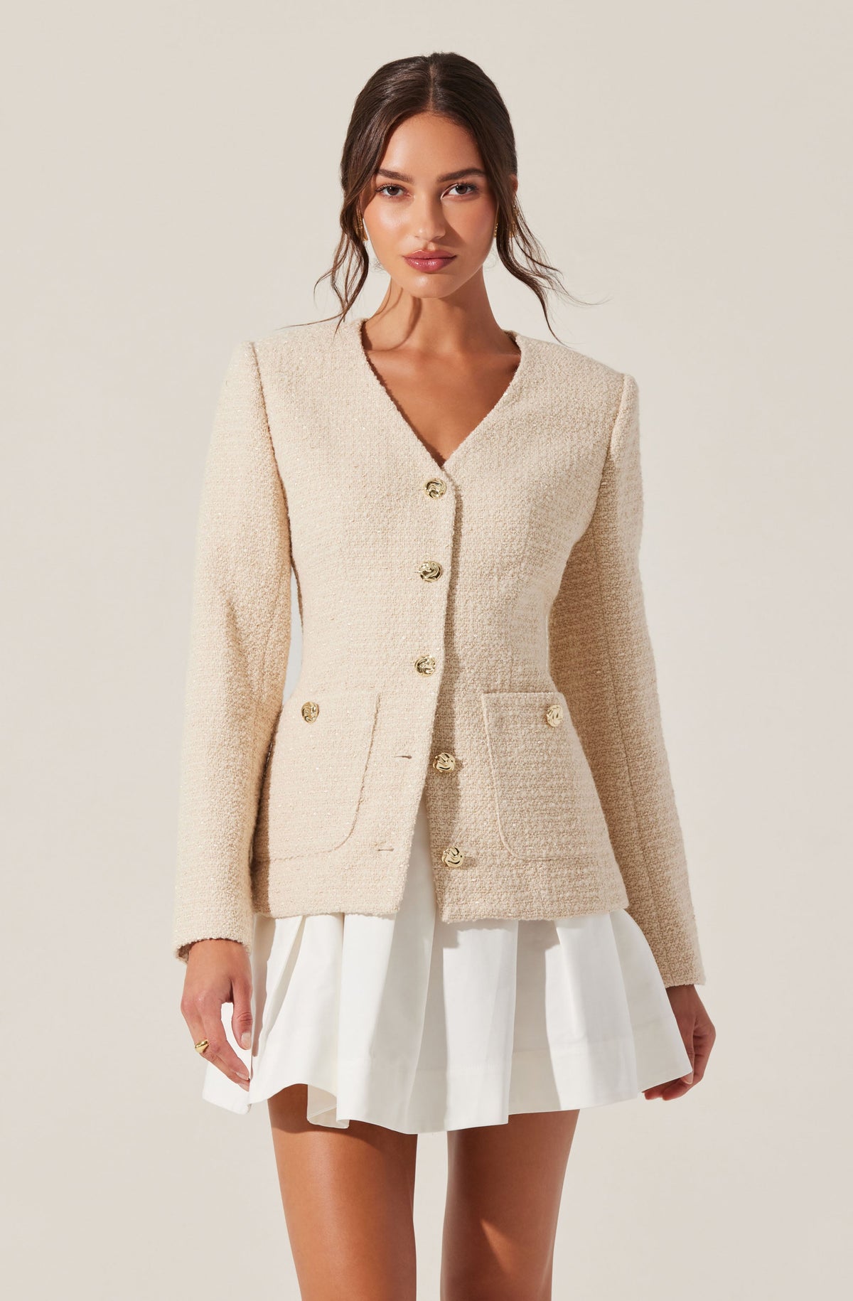 Lysanor Collarless Tweed Jacket