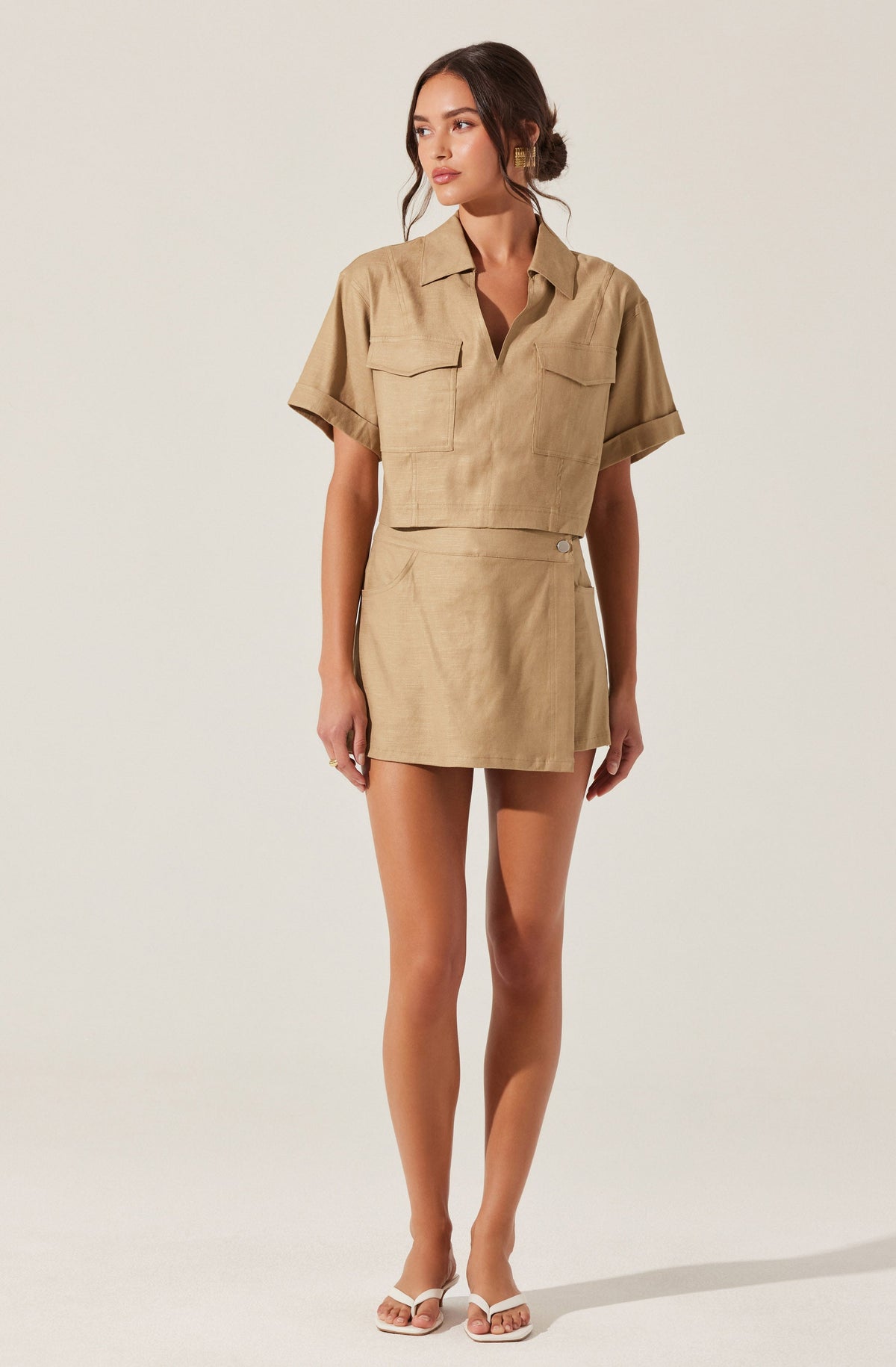 Deborah Linen Blend Safari Top