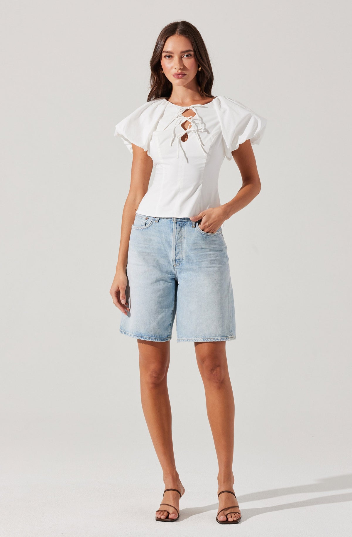 Aine Poplin Puff Sleeve Top