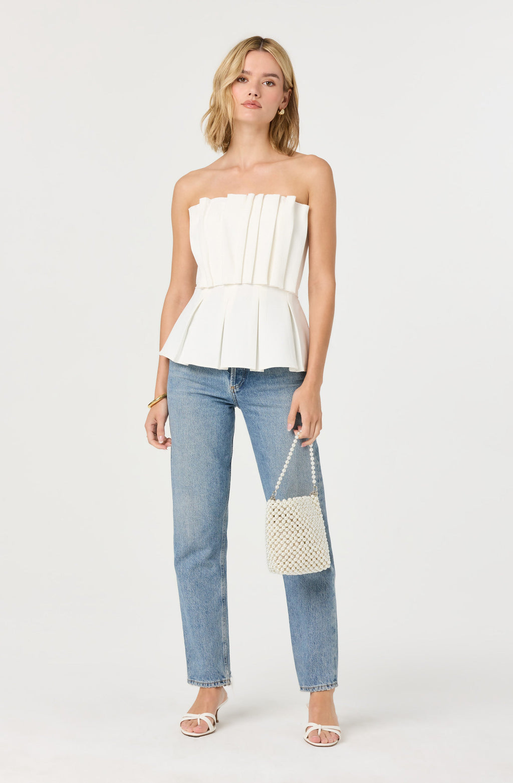 Clemira Pleated Strapless Top