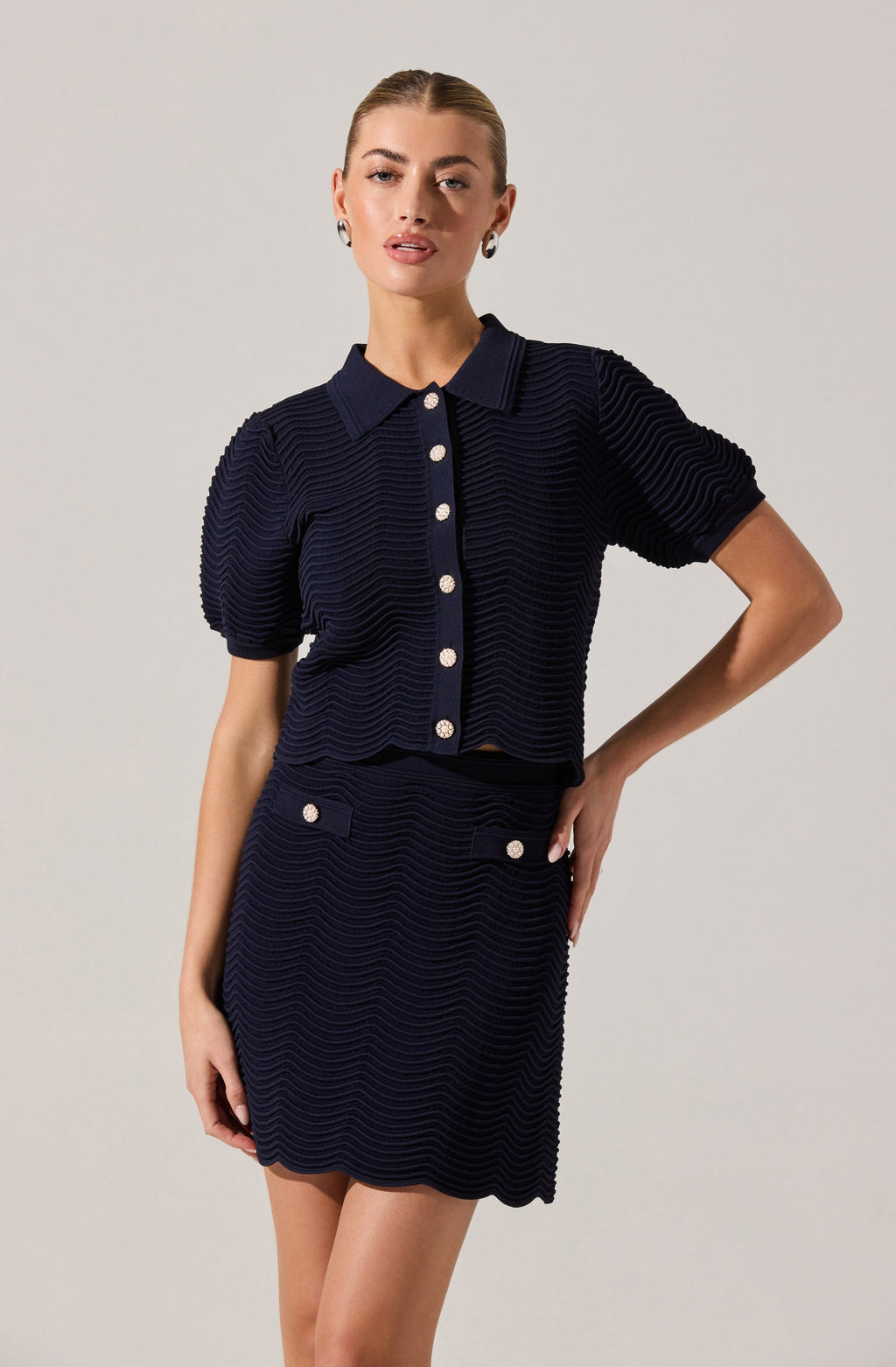 Perrine Scalloped Short Sleeve Cardigan