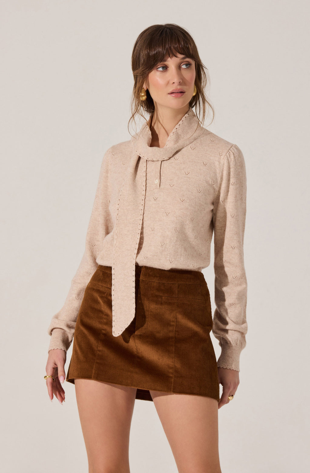 Ovalia Scarf Neck Sweater