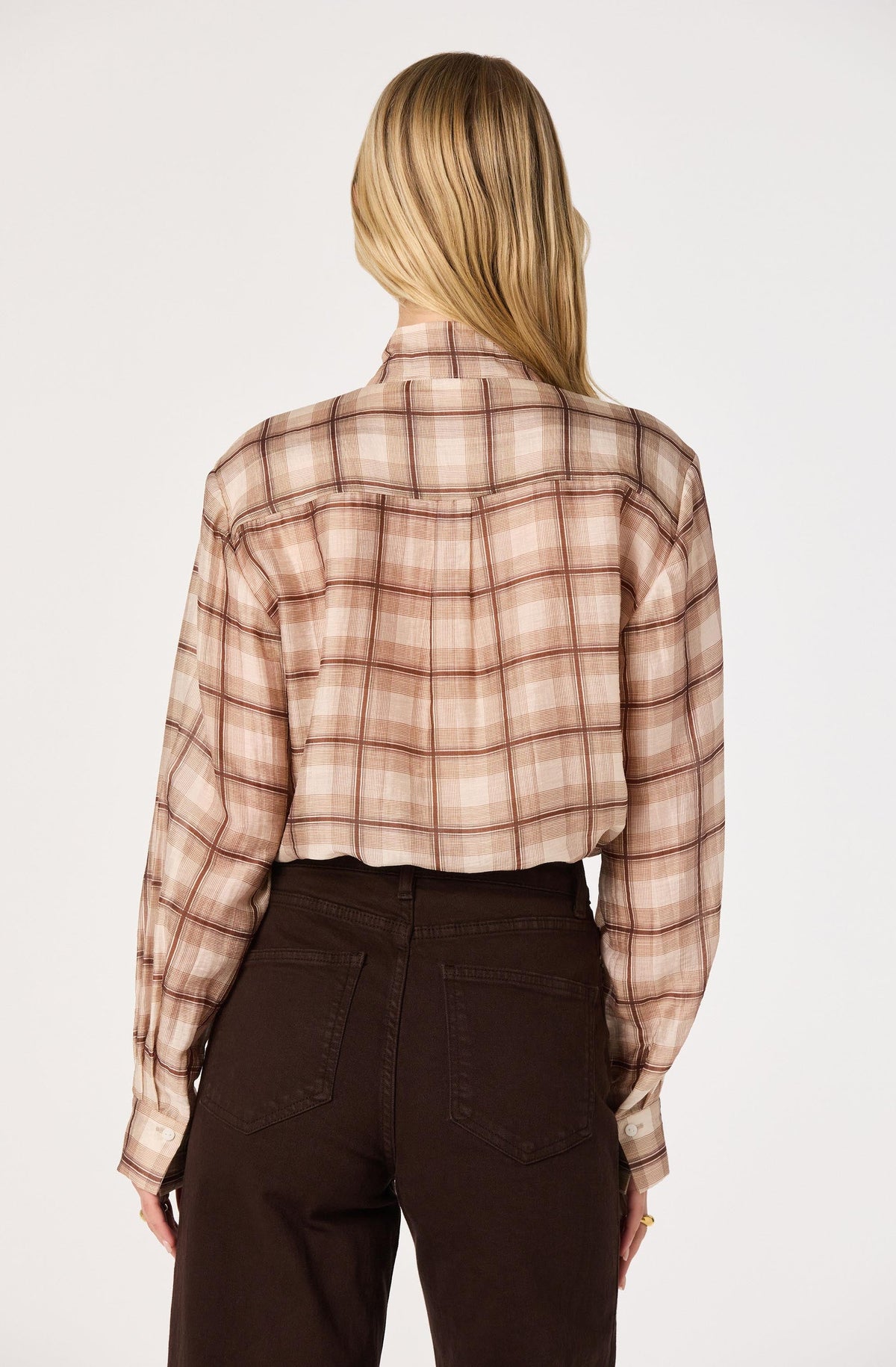 Mabry Plaid Tie-Neck Blouse
