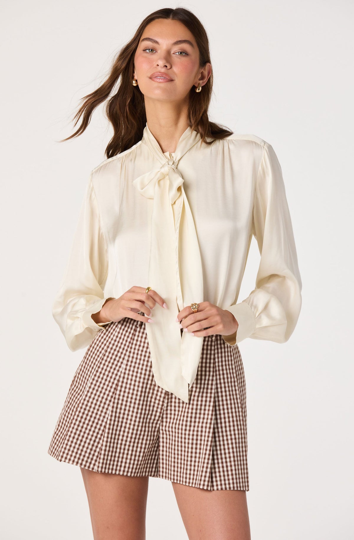 Marbry High Neck Tie Detail Top