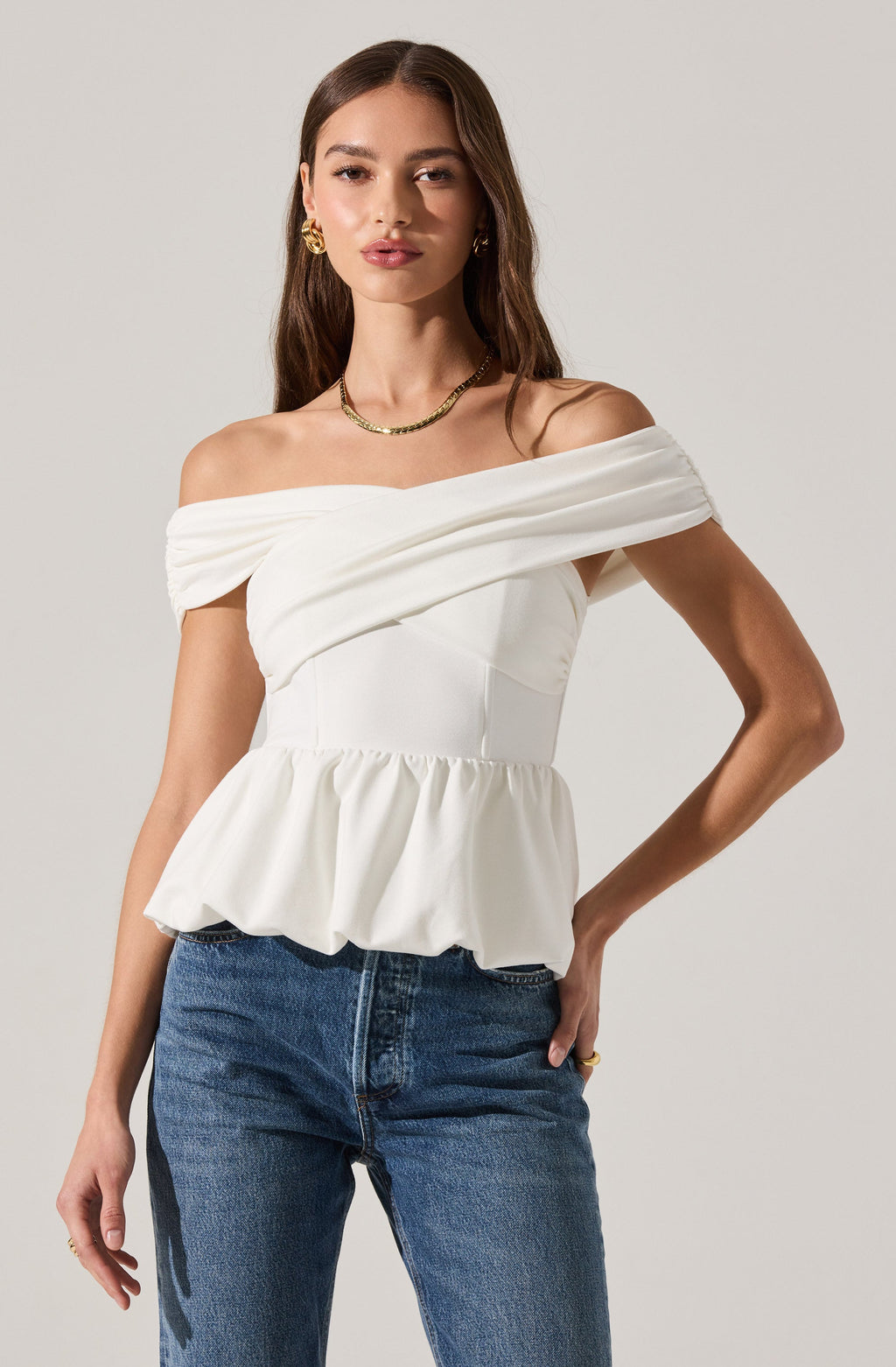 Tennille Off Shoulder Peplum Top