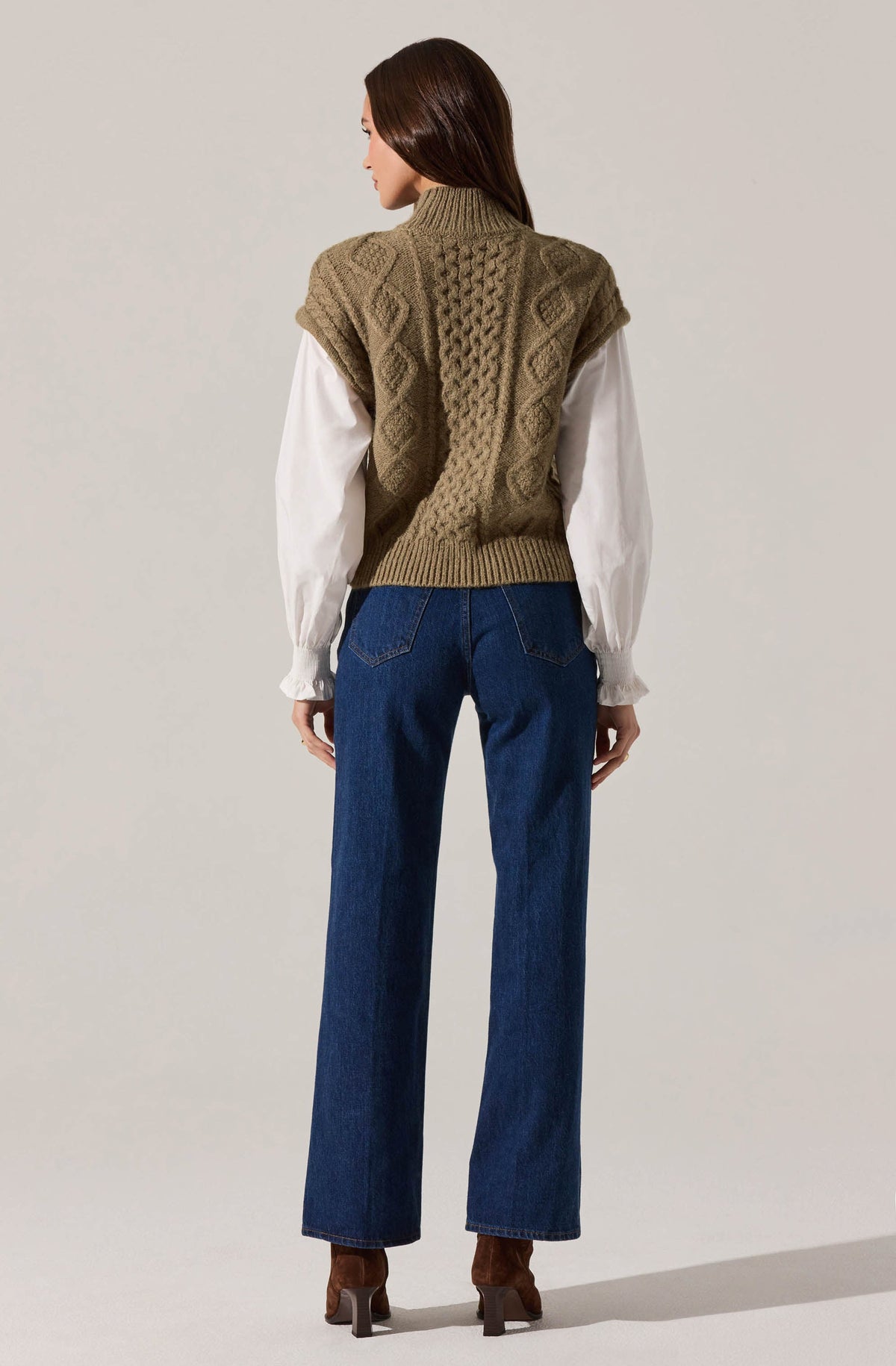 Angeline Contrast Cable Knit Sweater