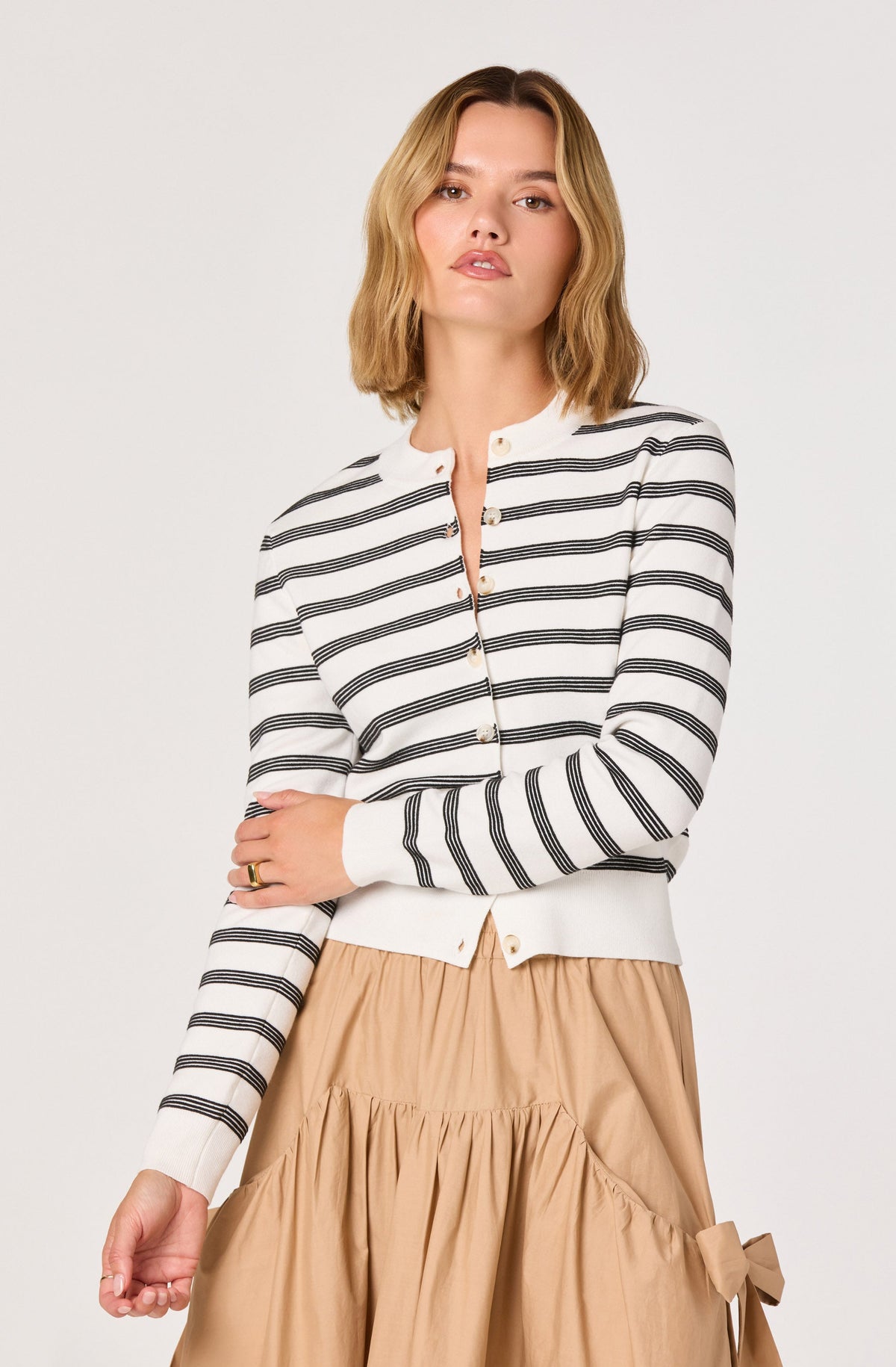 Tawni Striped Button-Front Cardigan