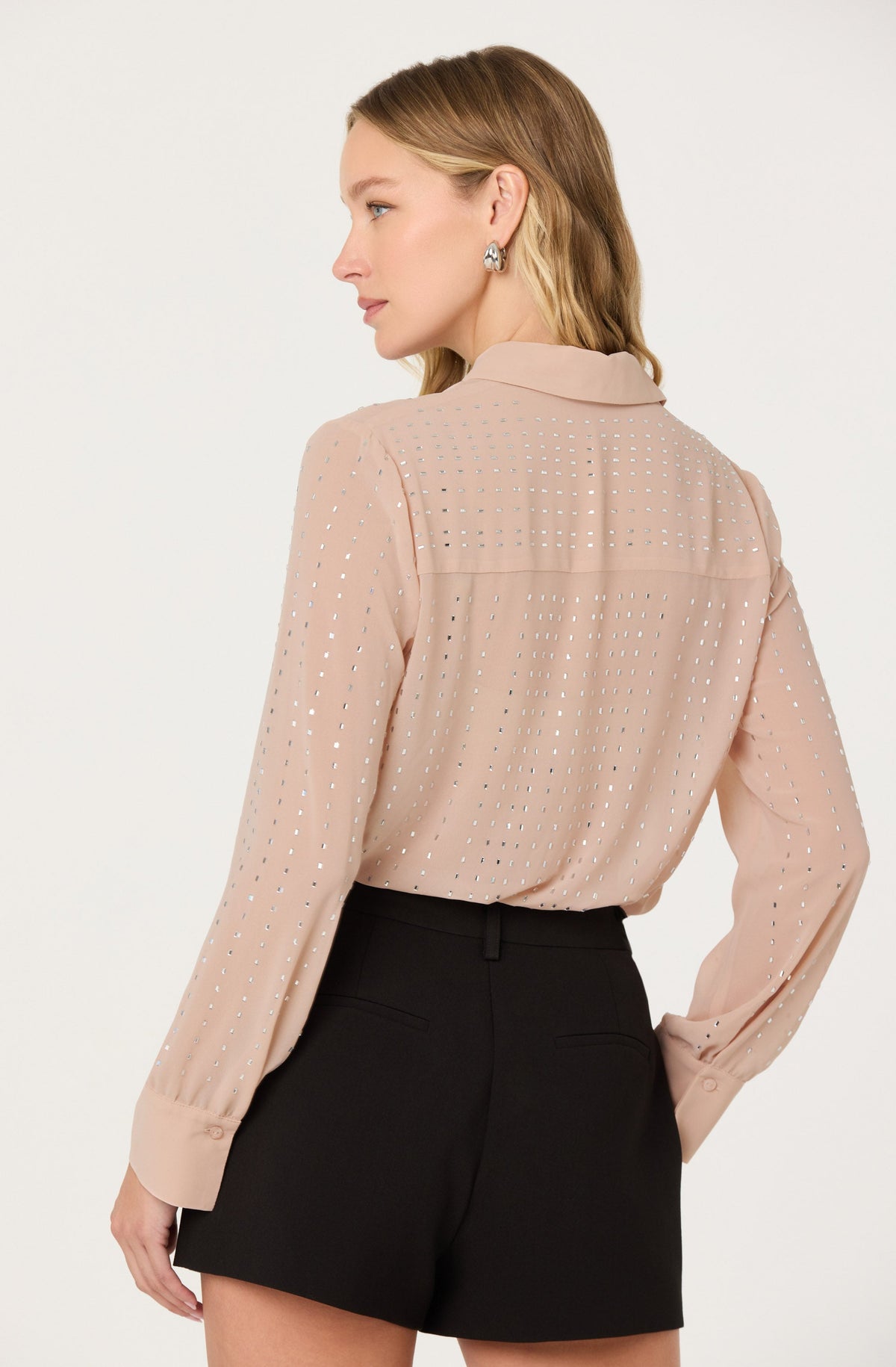 Cristal Semi-Sheer Rhinestone Shirt