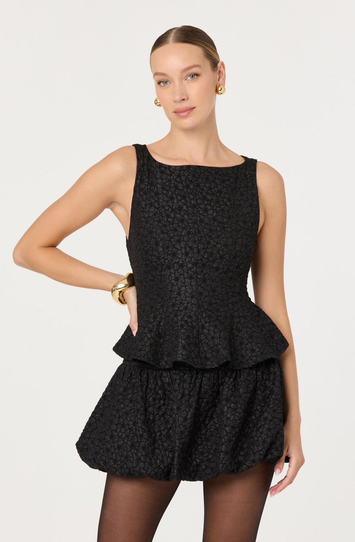 Alea Floral Textured Peplum Top