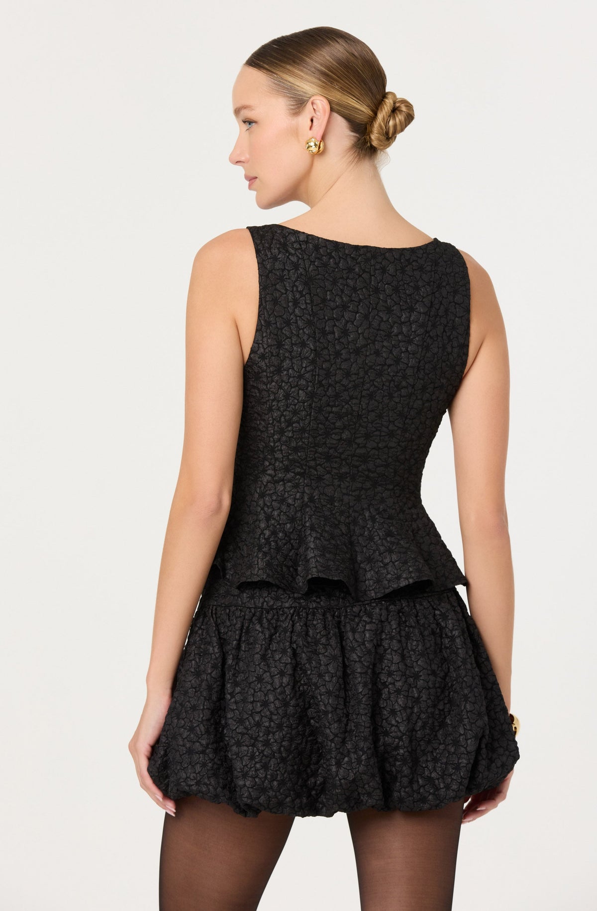 Alea Floral Textured Peplum Top