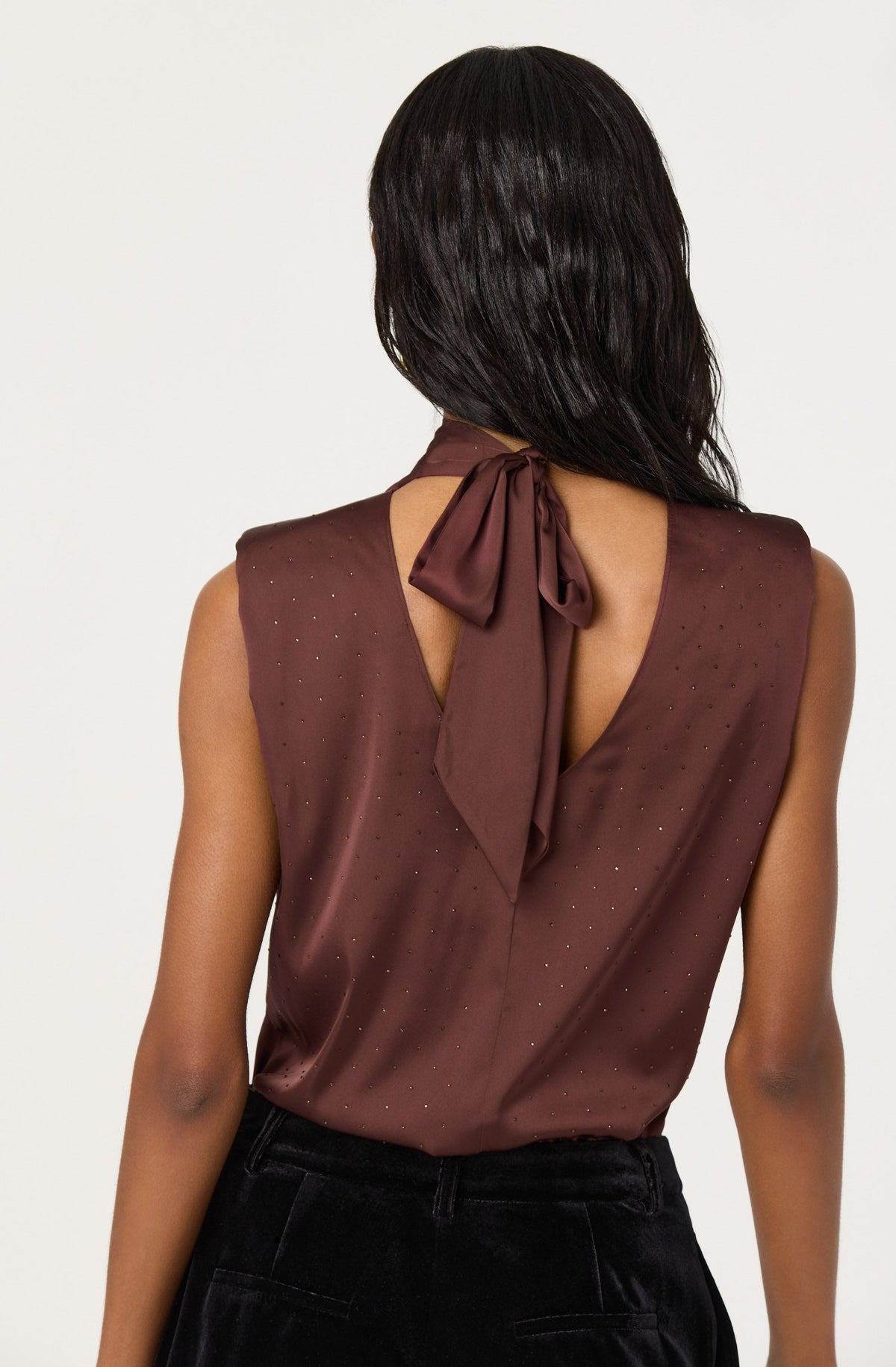 Inaya Satin Rhinestone Embellished Top