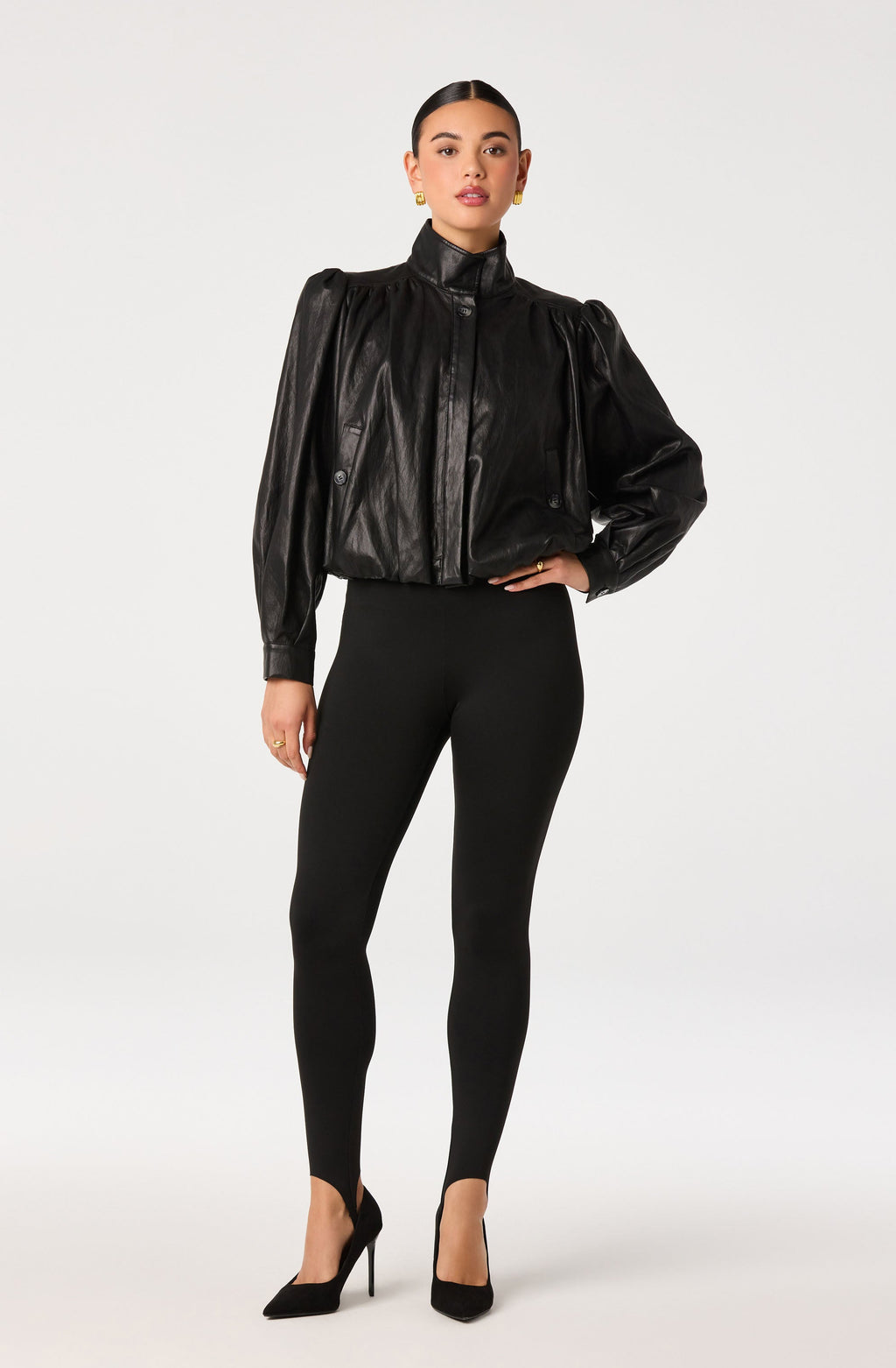 Estero Faux Leather Bomber Jacket