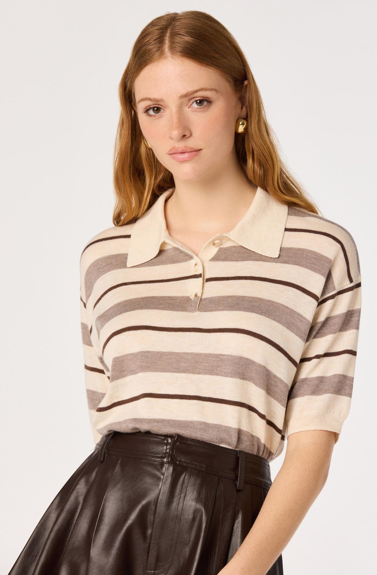 Scottie Striped Knit Polo Sweater