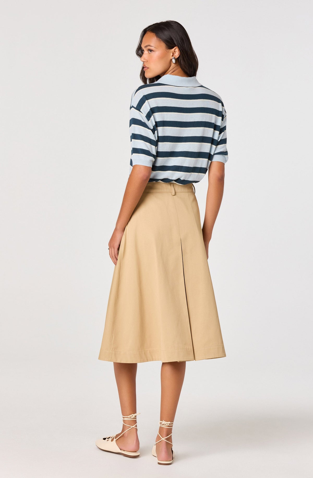 Scottie Striped Knit Polo Sweater - Blue stripe