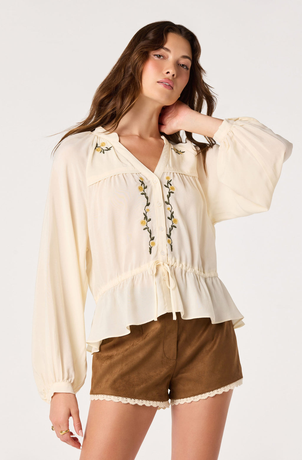 Jessalyn Embroidered Peplum Blouse