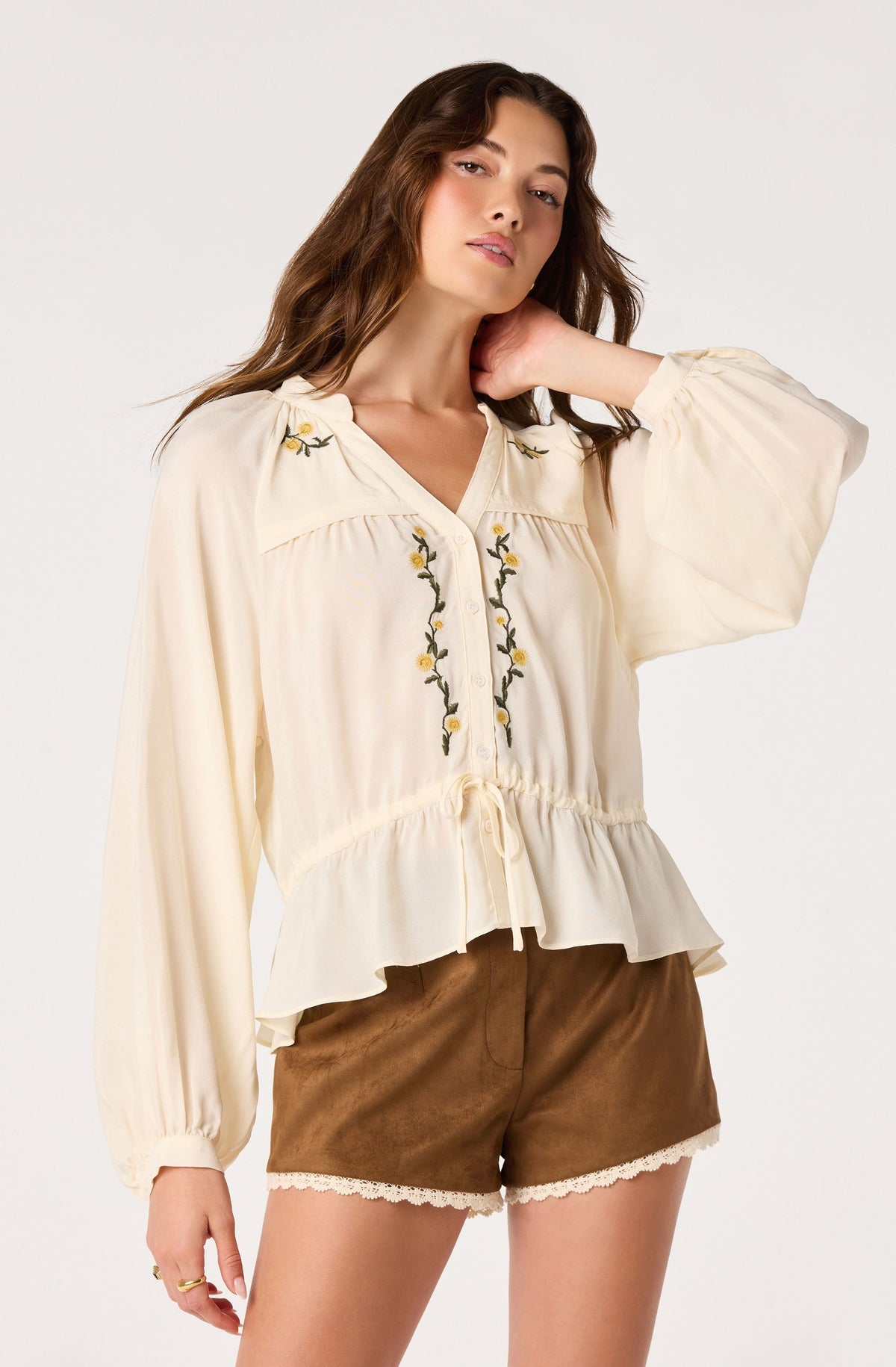 Jessalyn Embroidered Peplum Blouse