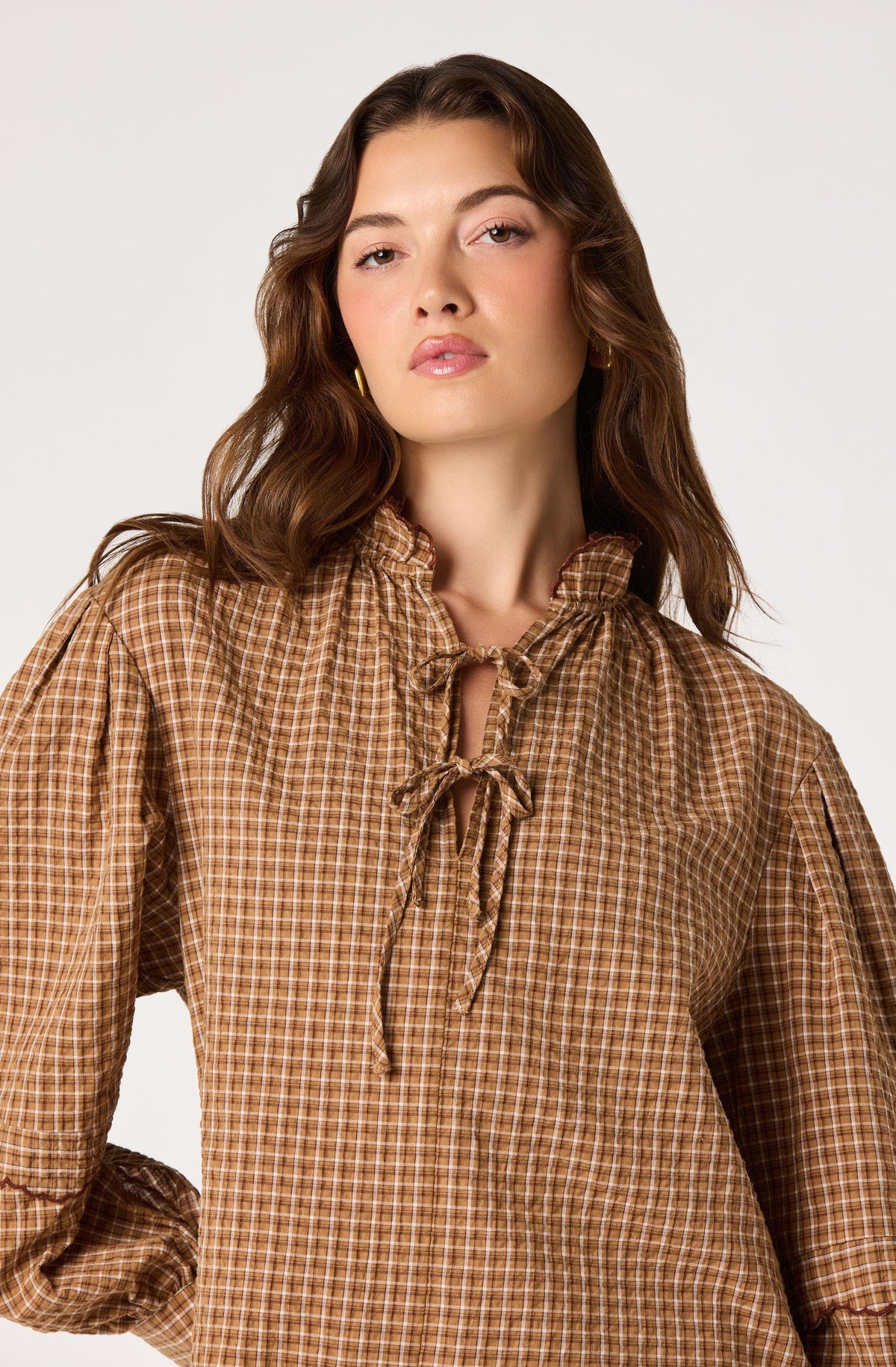 Taliyah Plaid Ruffle Collar Blouse