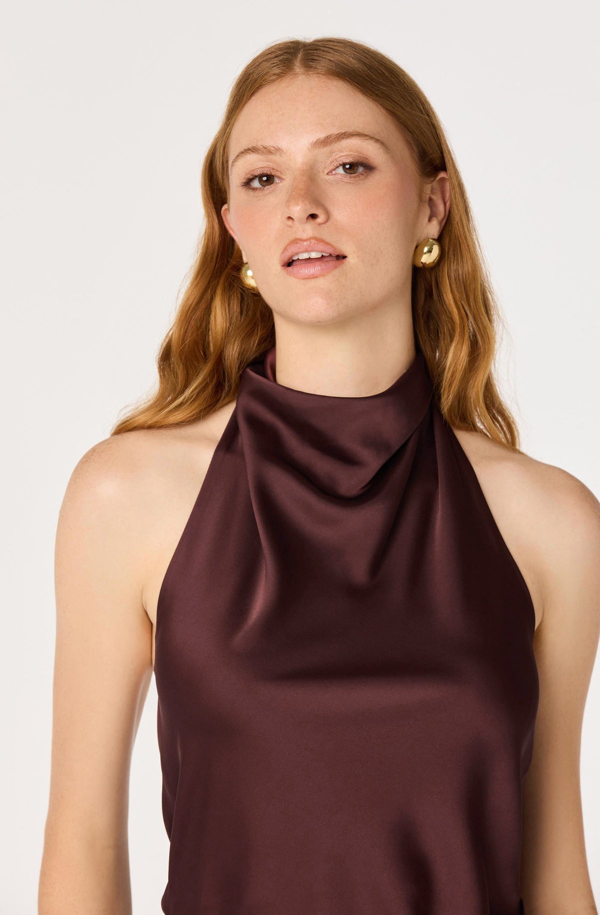 Bristol Satin Cowl Halter Top