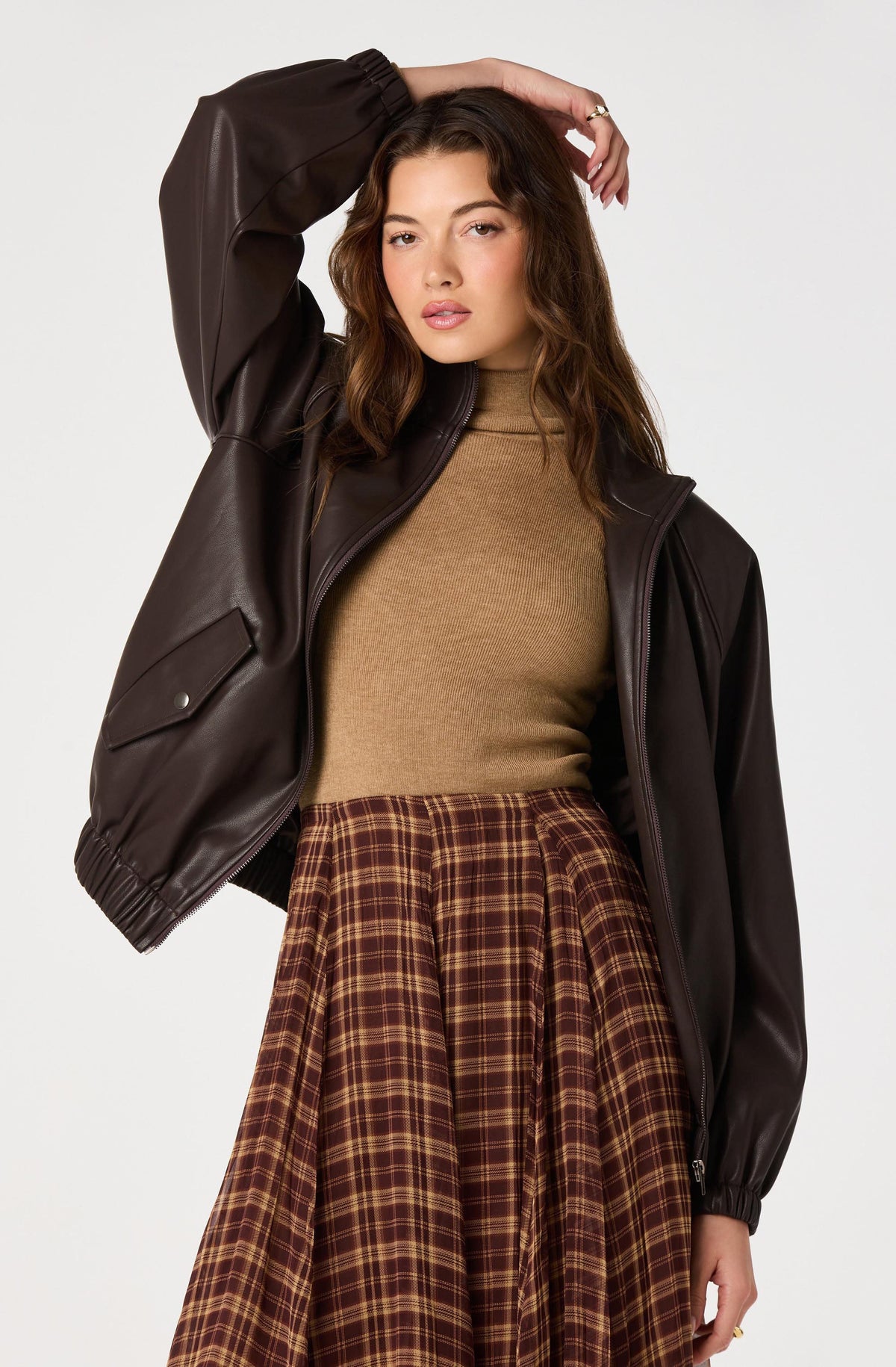 Shayna Faux Leather Bomber Jacket