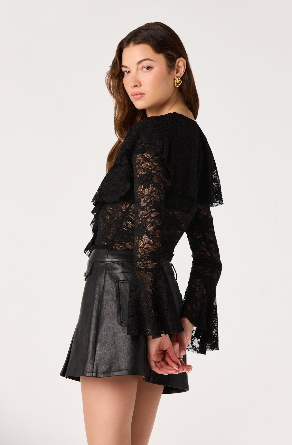 Lexie Sheer Lace Bell Sleeve Top