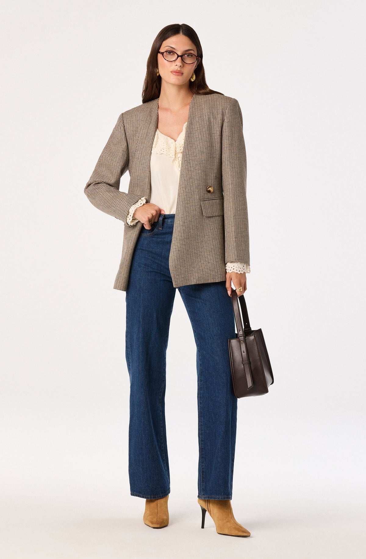Christy Ruffle Collar V-Neck Blouse