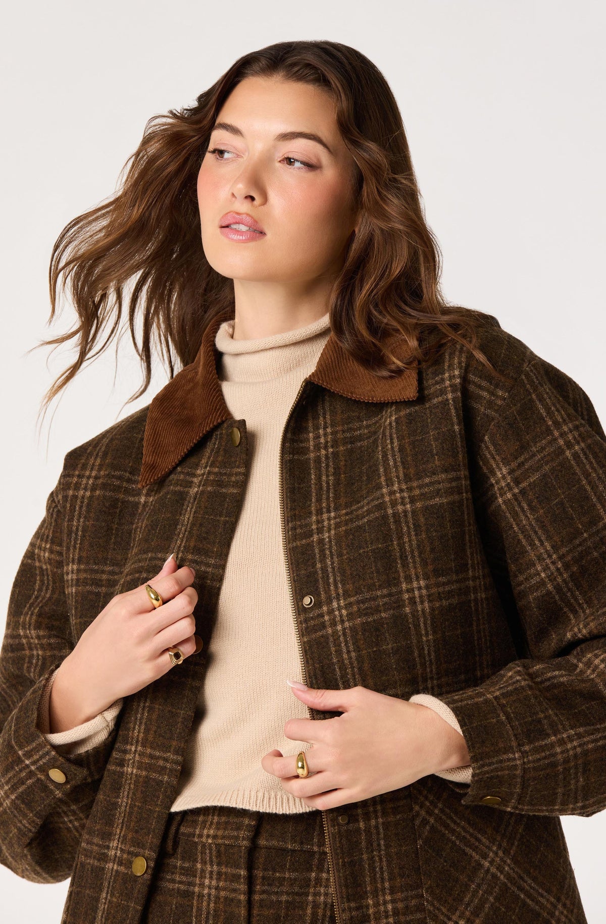 Shae Plaid Corduroy Collar Jacket