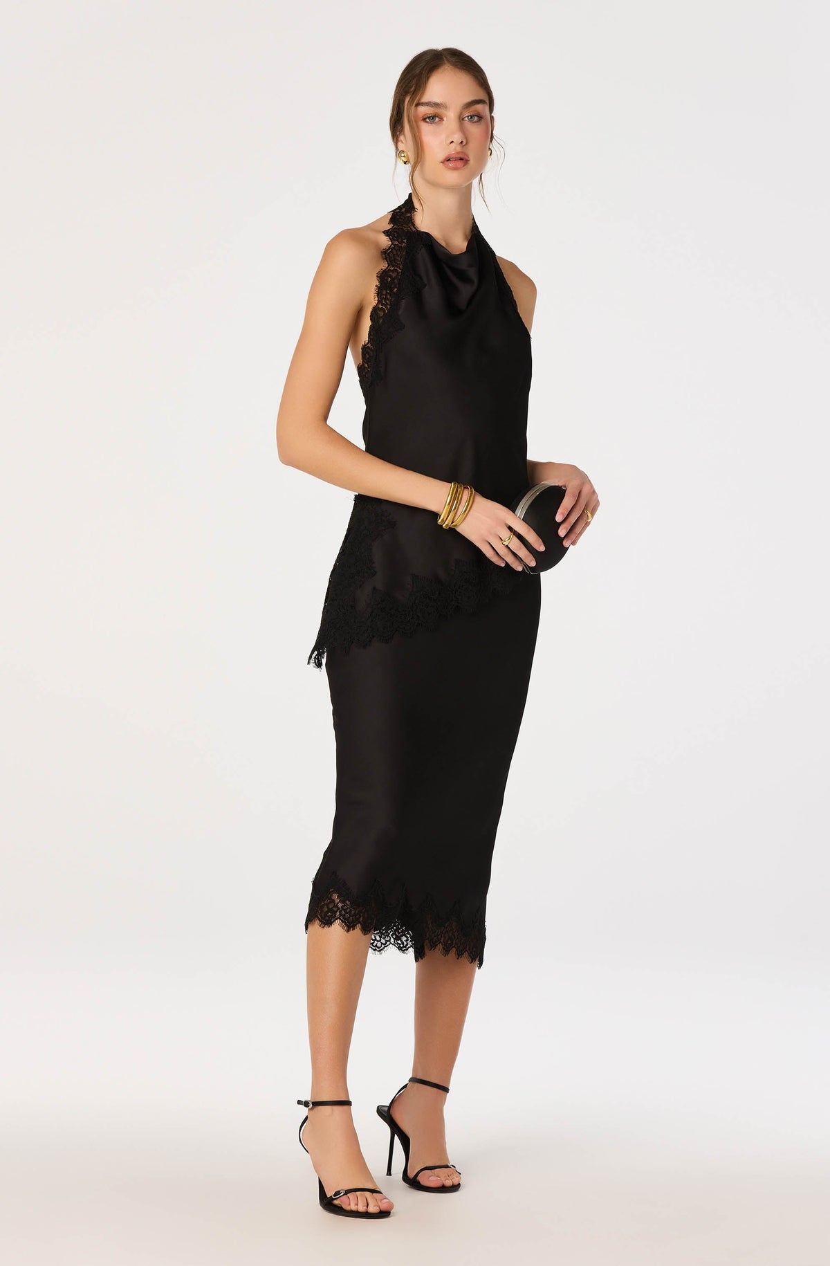 Amira Satin Lace Trim Halter Top