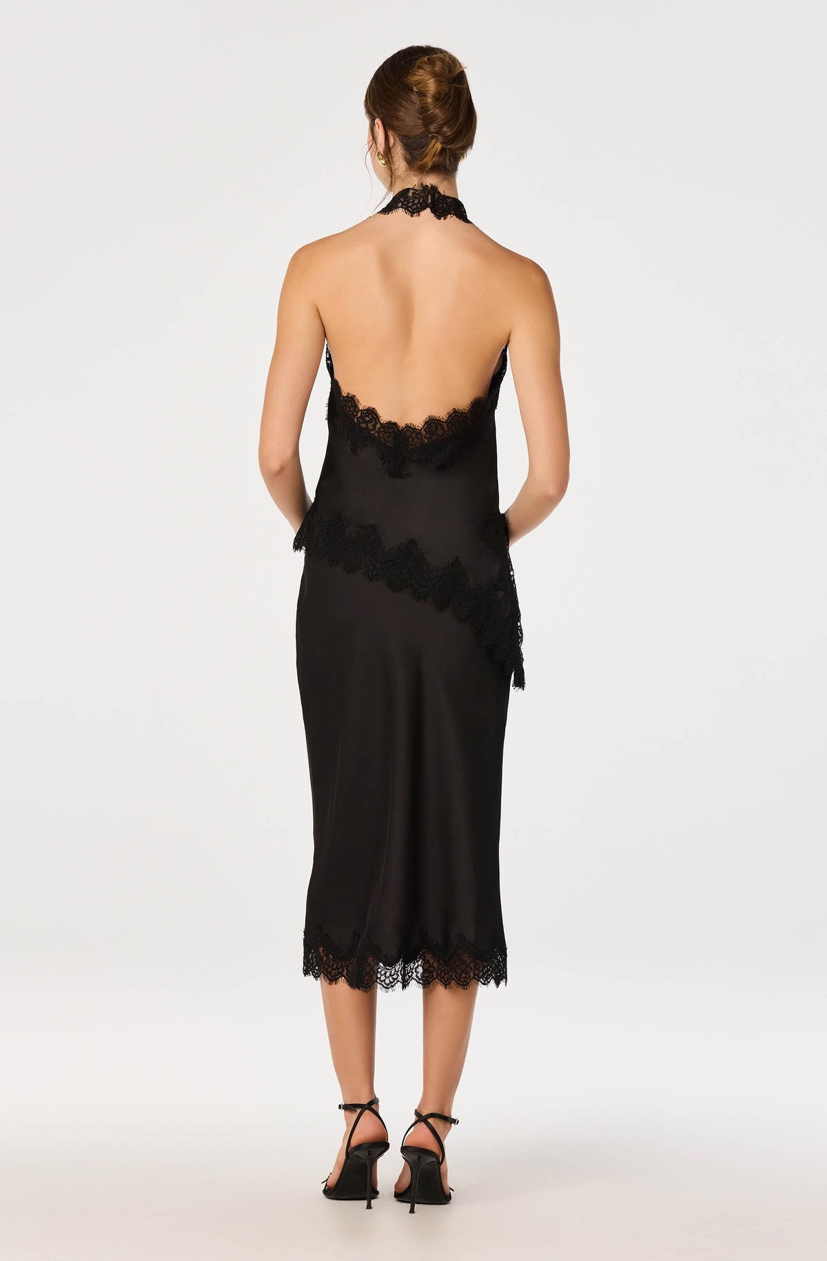 Amira Satin Lace Trim Halter Top