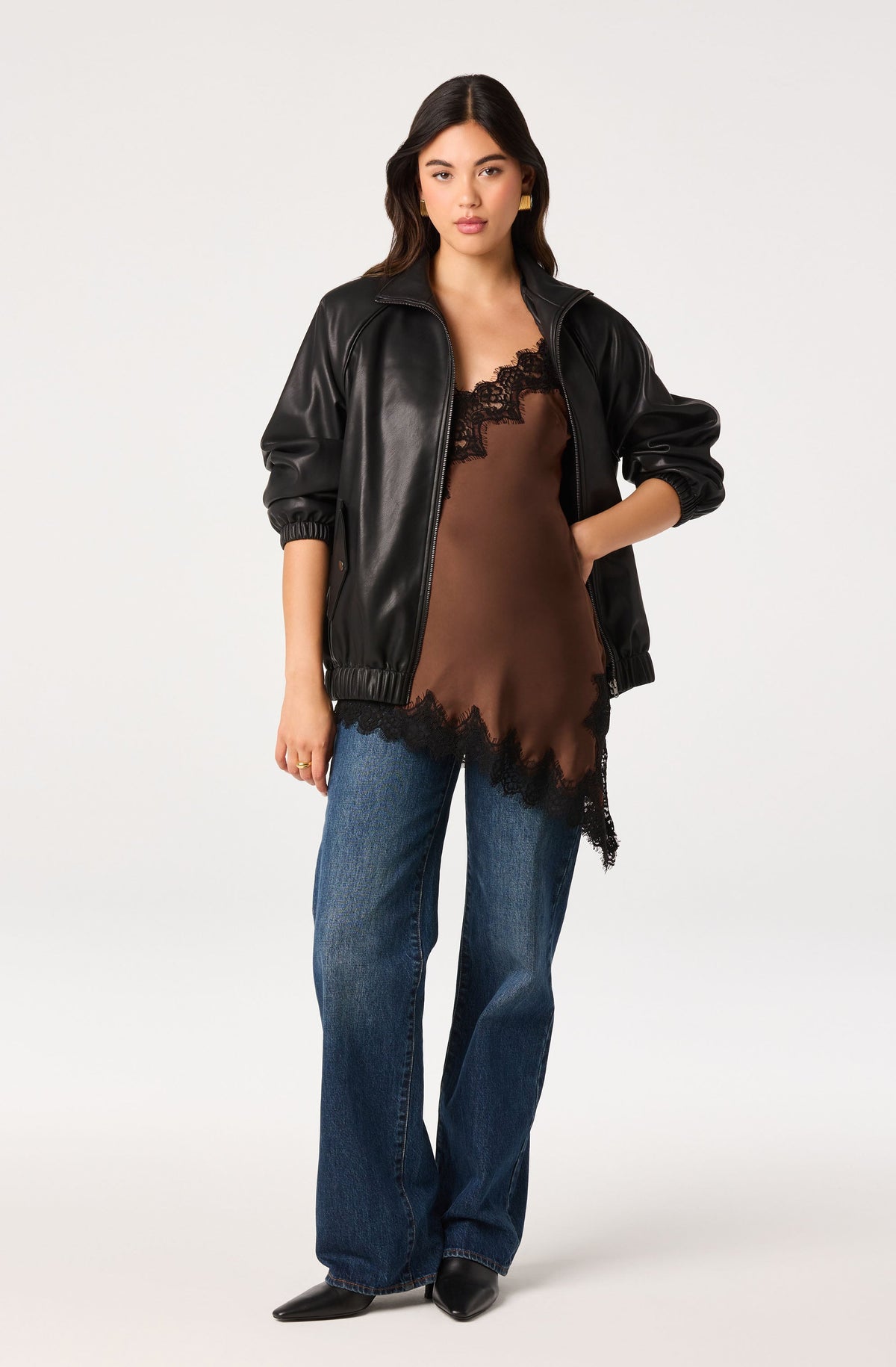 Laura Lace Trim Asymmetric Top
