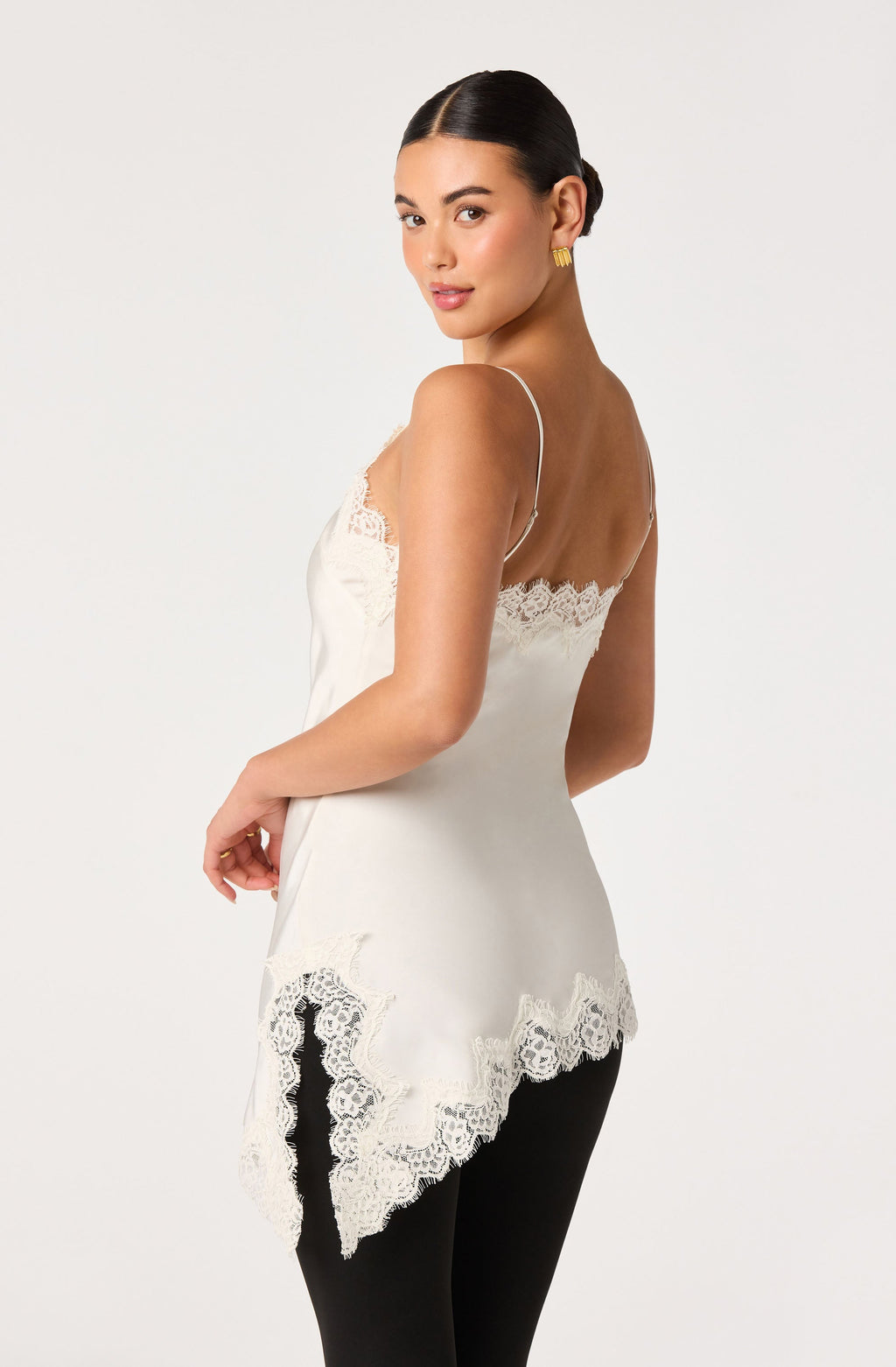 Laura Lace Trim Asymmetric Top