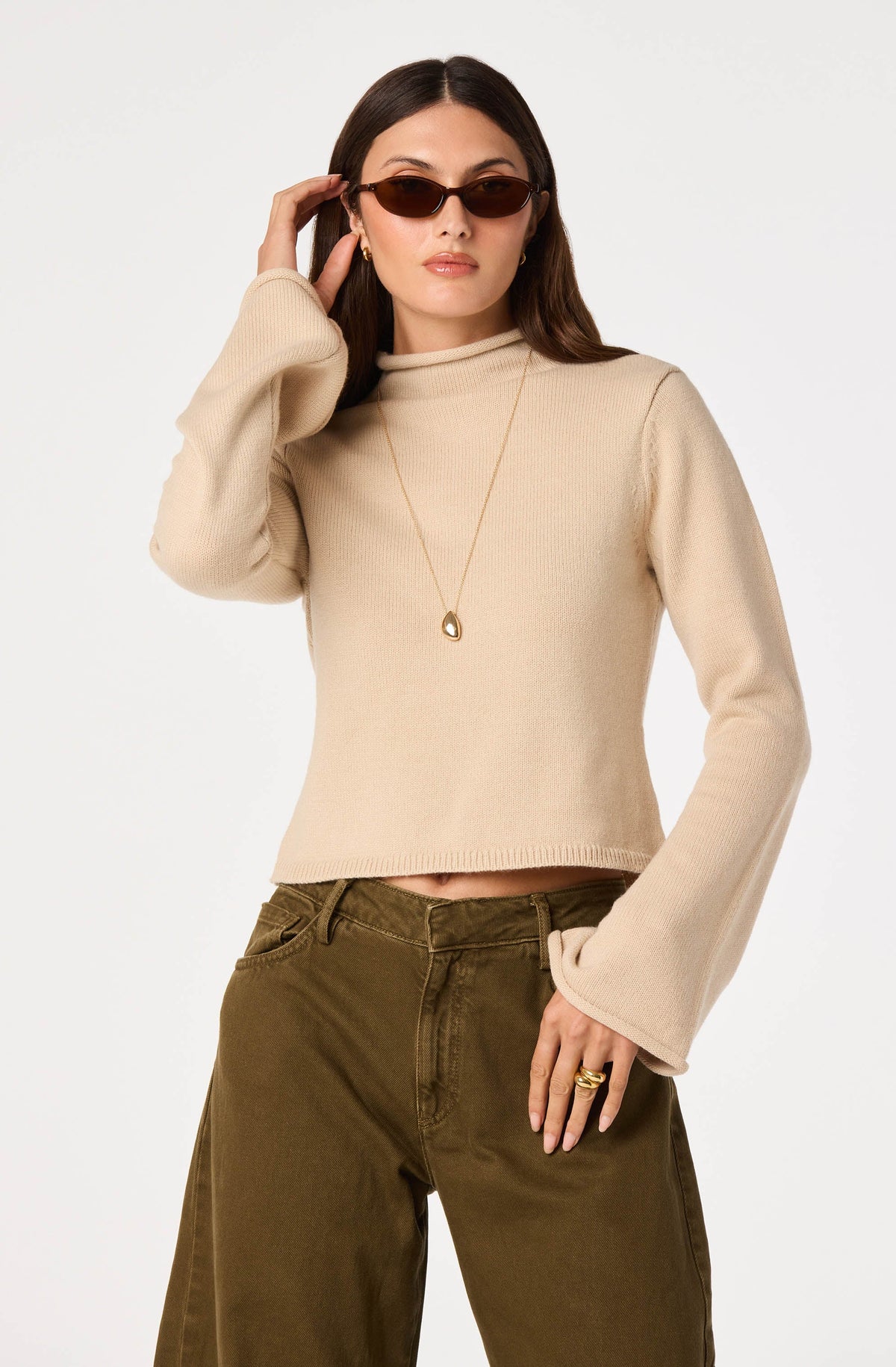 May Bell Sleeve Mock Neck Sweater