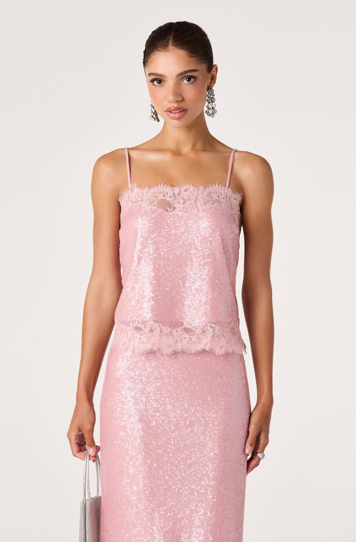 Britney Sequin Lace Trim Cami