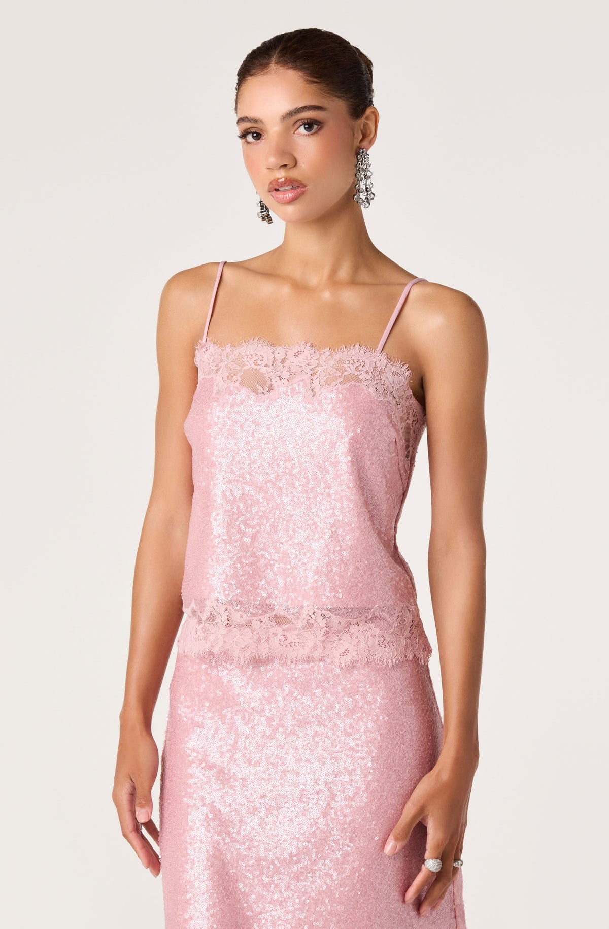 Britney Sequin Lace Trim Cami