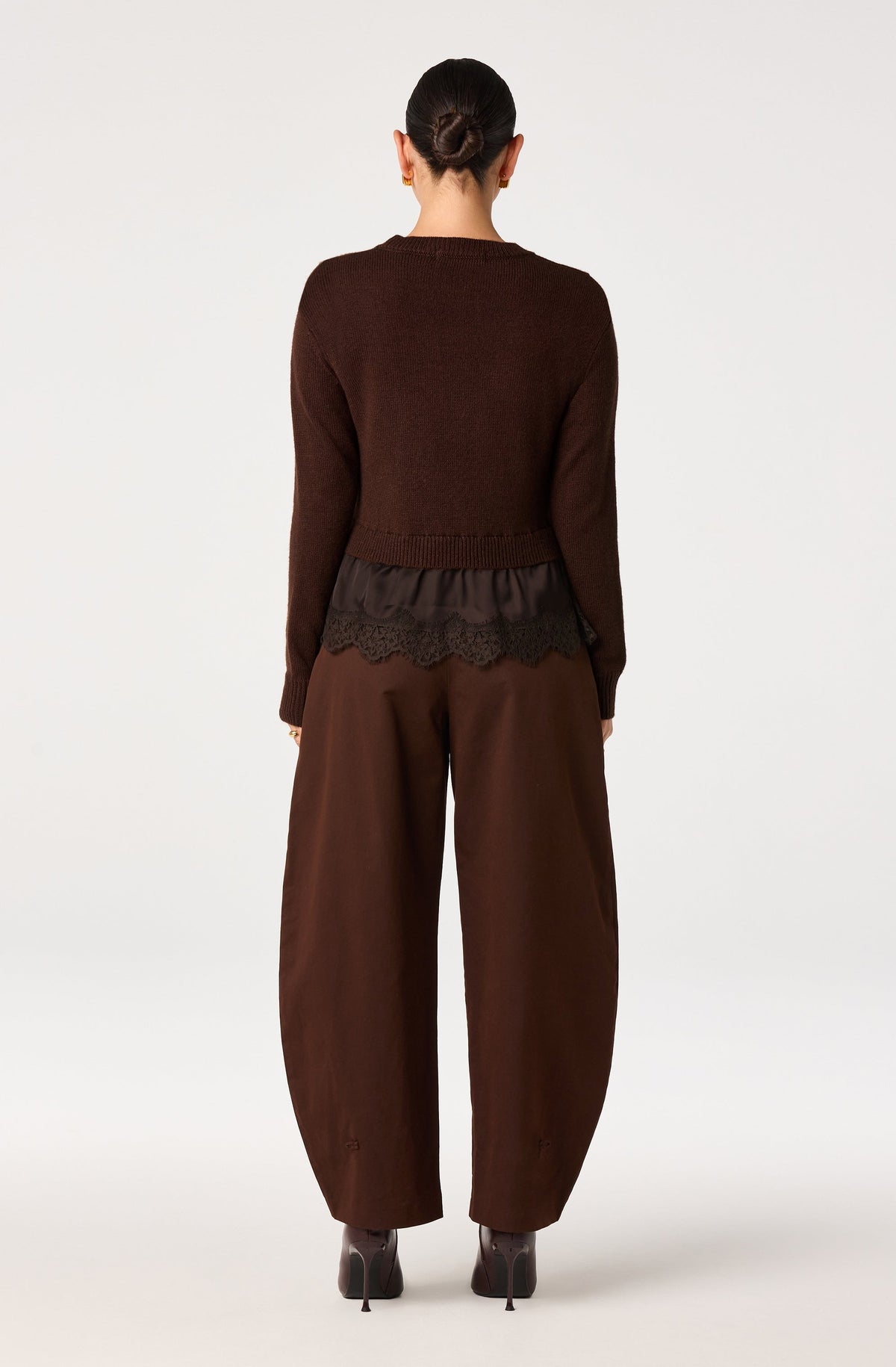 Juliette Mixed Media Lace-Trim Sweater