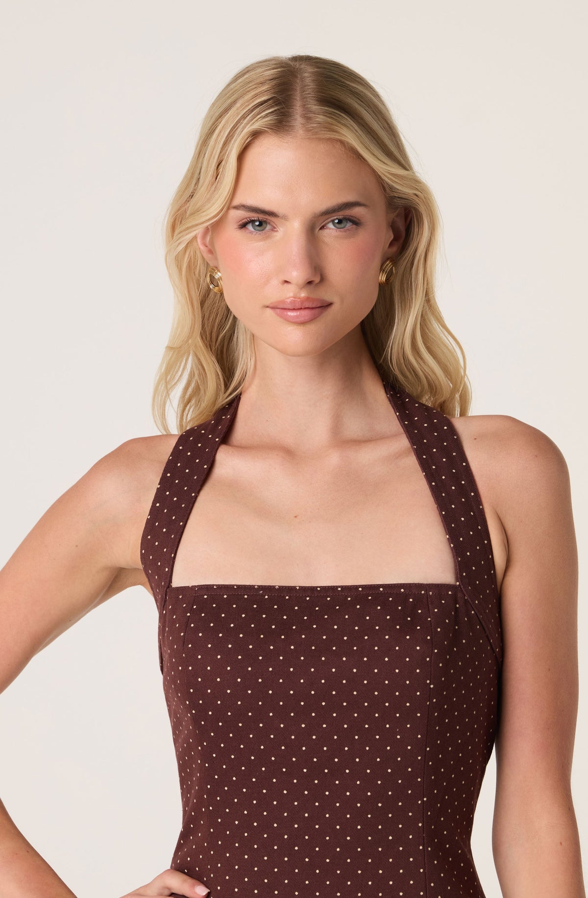 Flare Halter Box Pleat Mini Dress