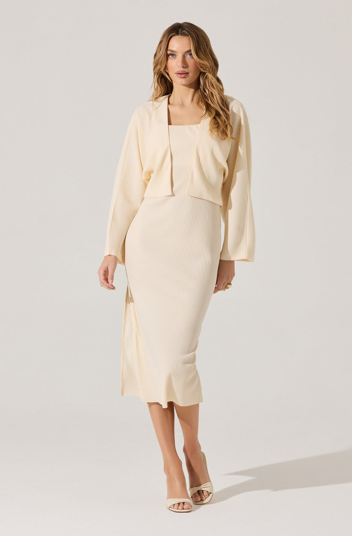 Ribbed Midi Dress & Shrug Set