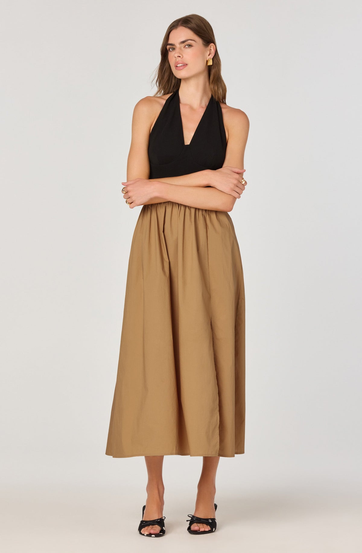 Mixed media halter dress