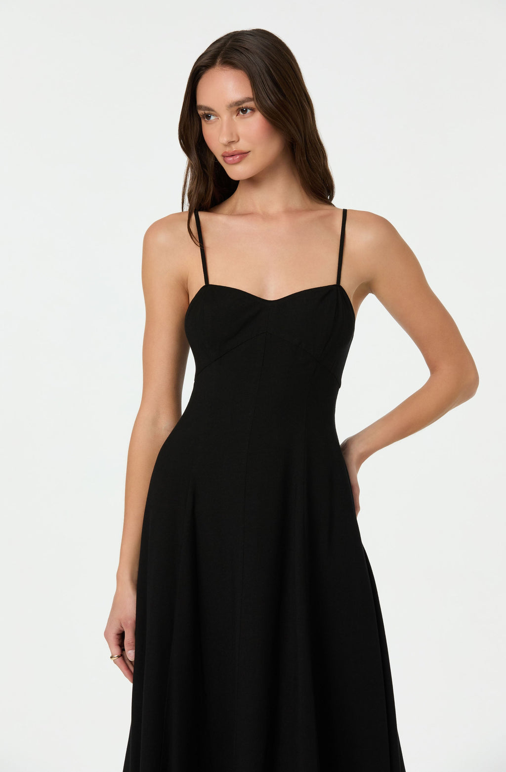 Linen-Blend A-Line Midi Dress