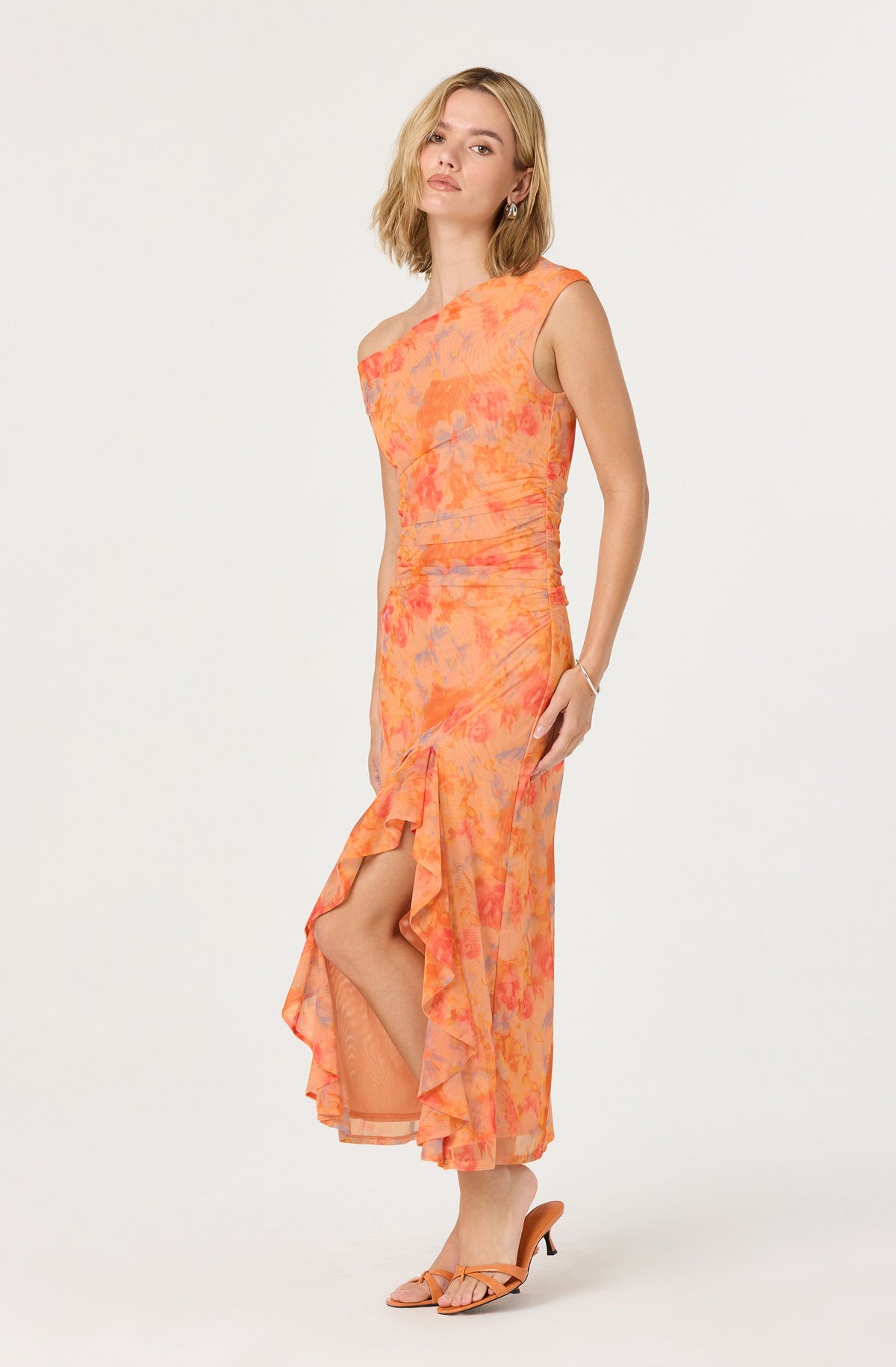 Off Shoulder Ruffle Midi Dress