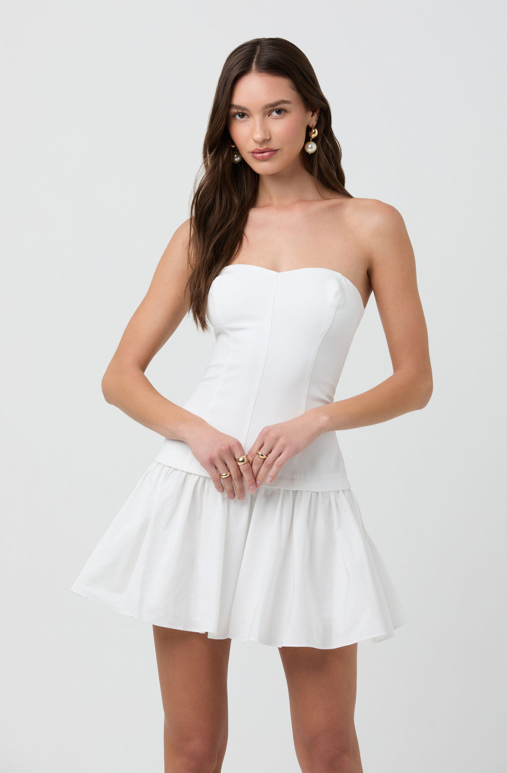 Strapless Drop Waist Mini Dress