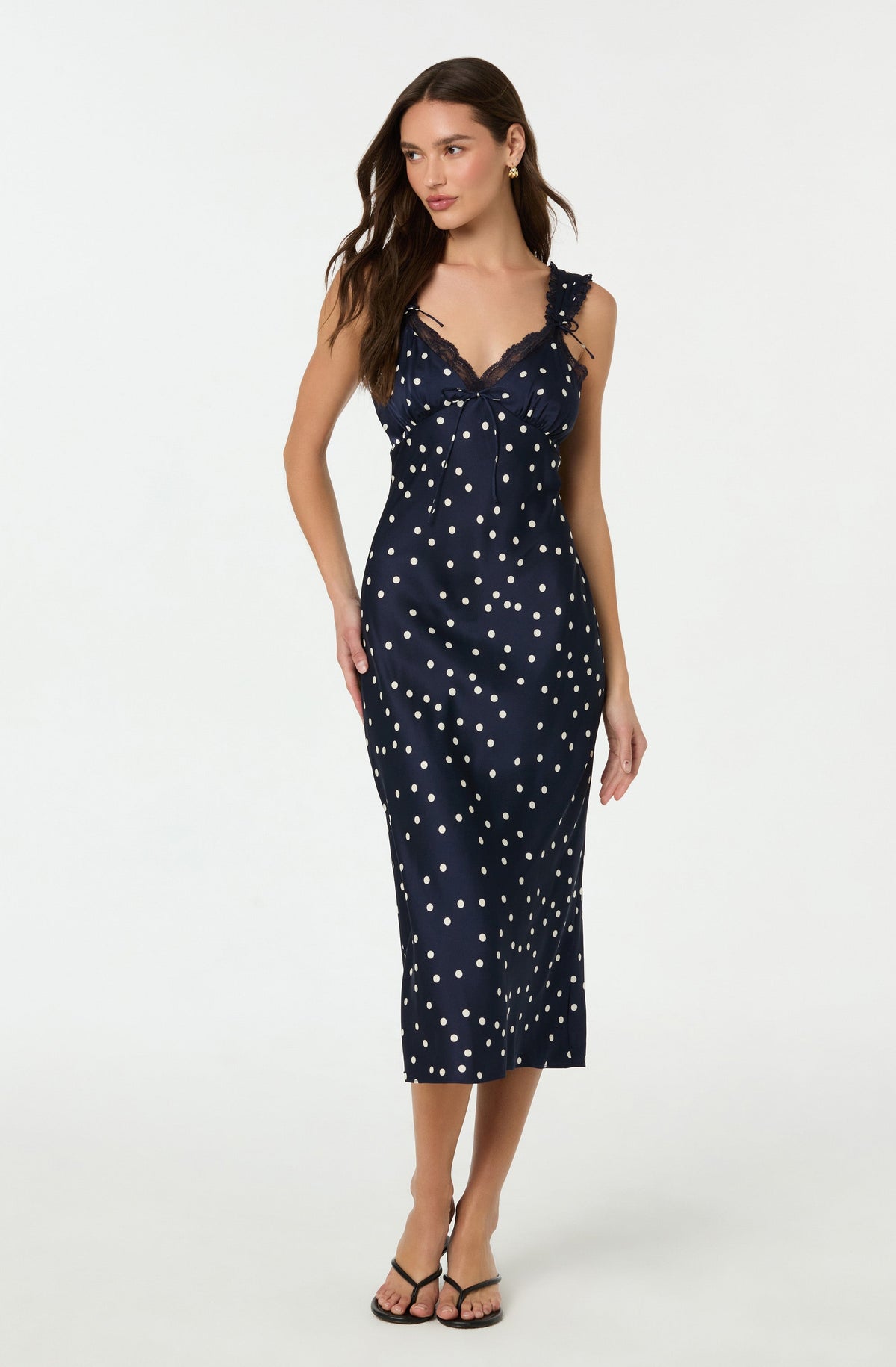 Lace Trim Midi Slip Dress