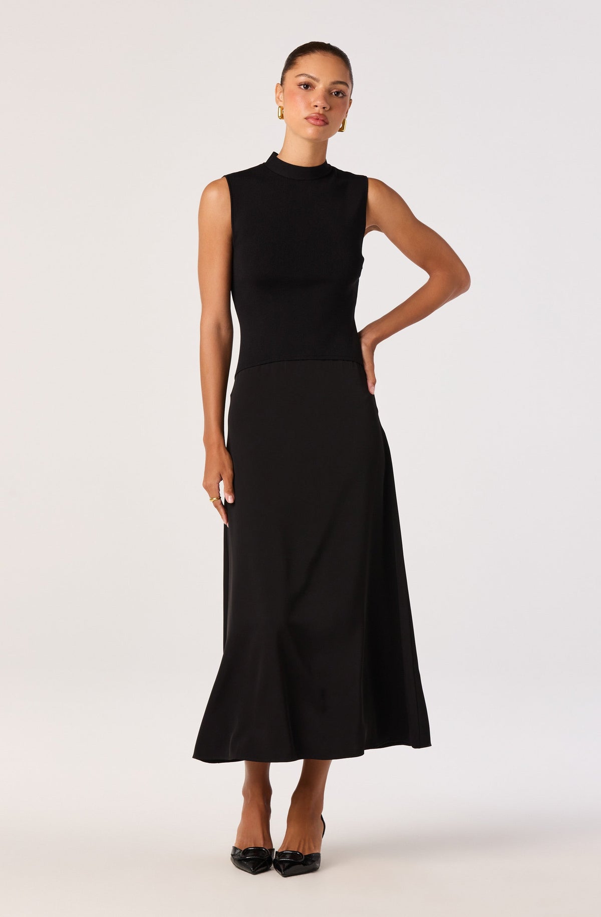 Ora High-Neck Tie-Back Midi Dress