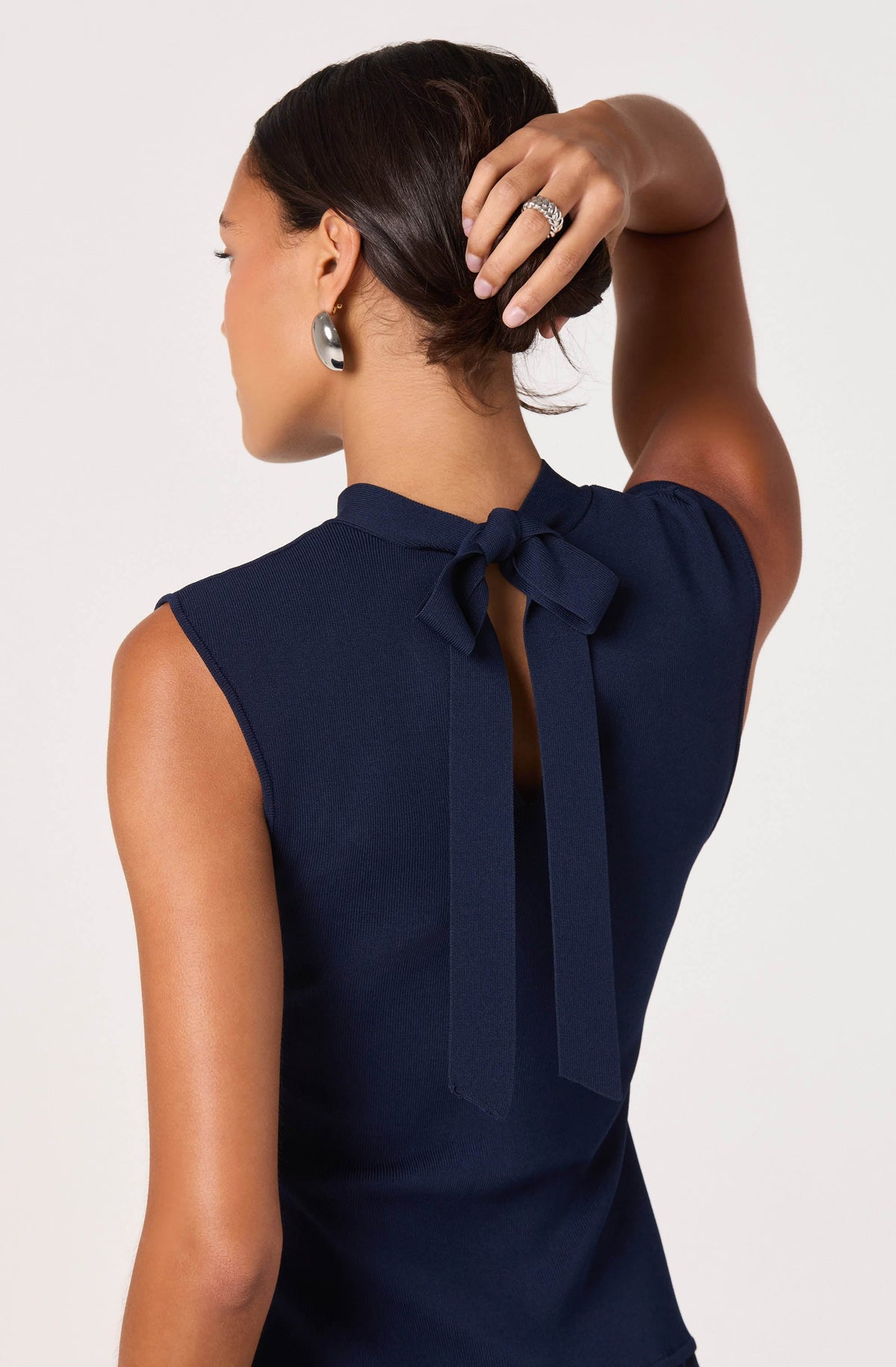 Ora High-Neck Tie-Back Midi Dress