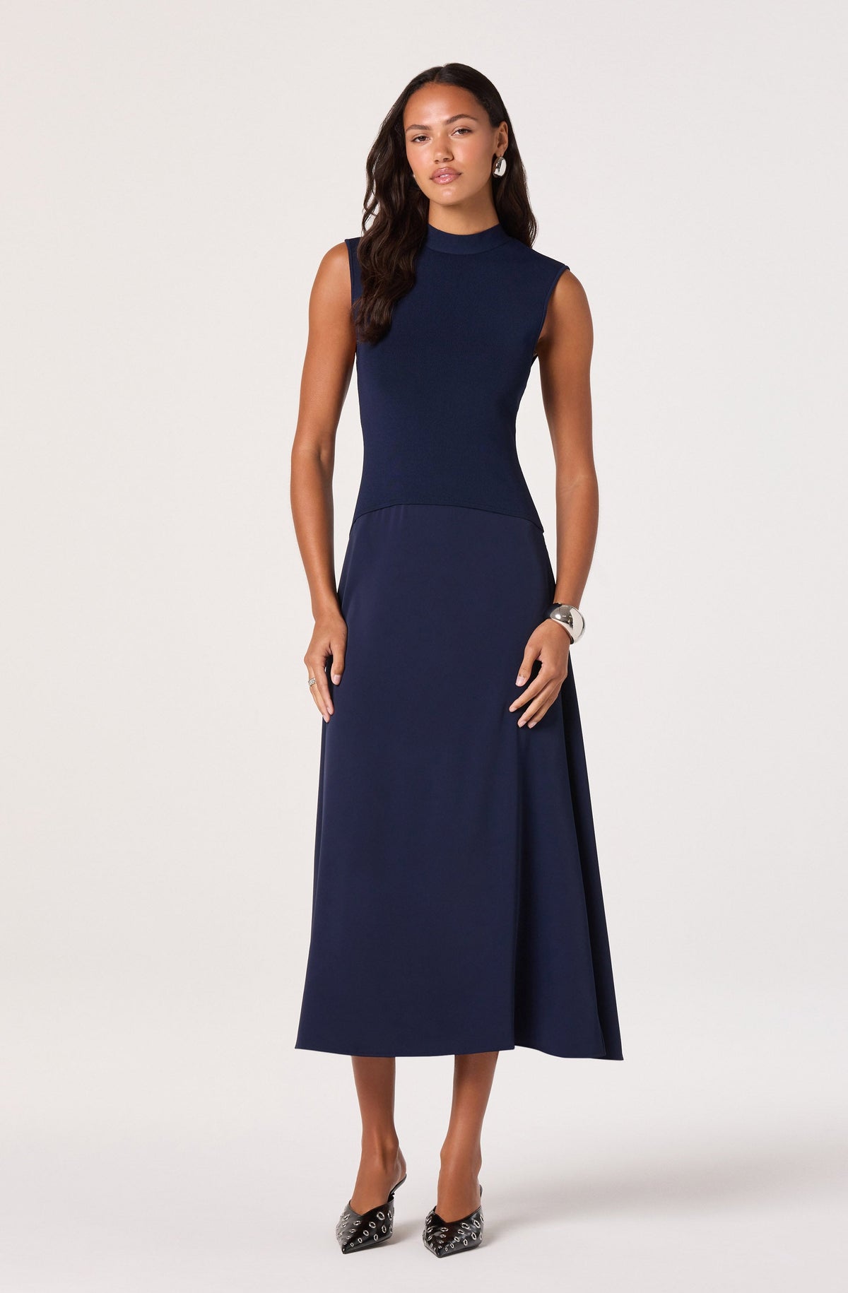 Ora High-Neck Tie-Back Midi Dress