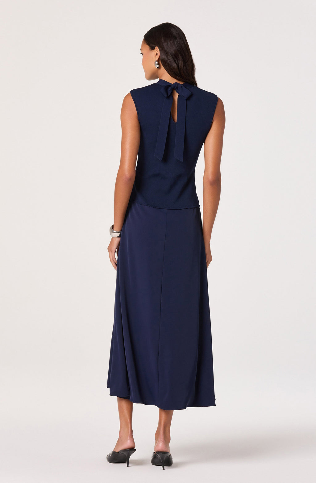 Ora High-Neck Tie-Back Midi Dress
