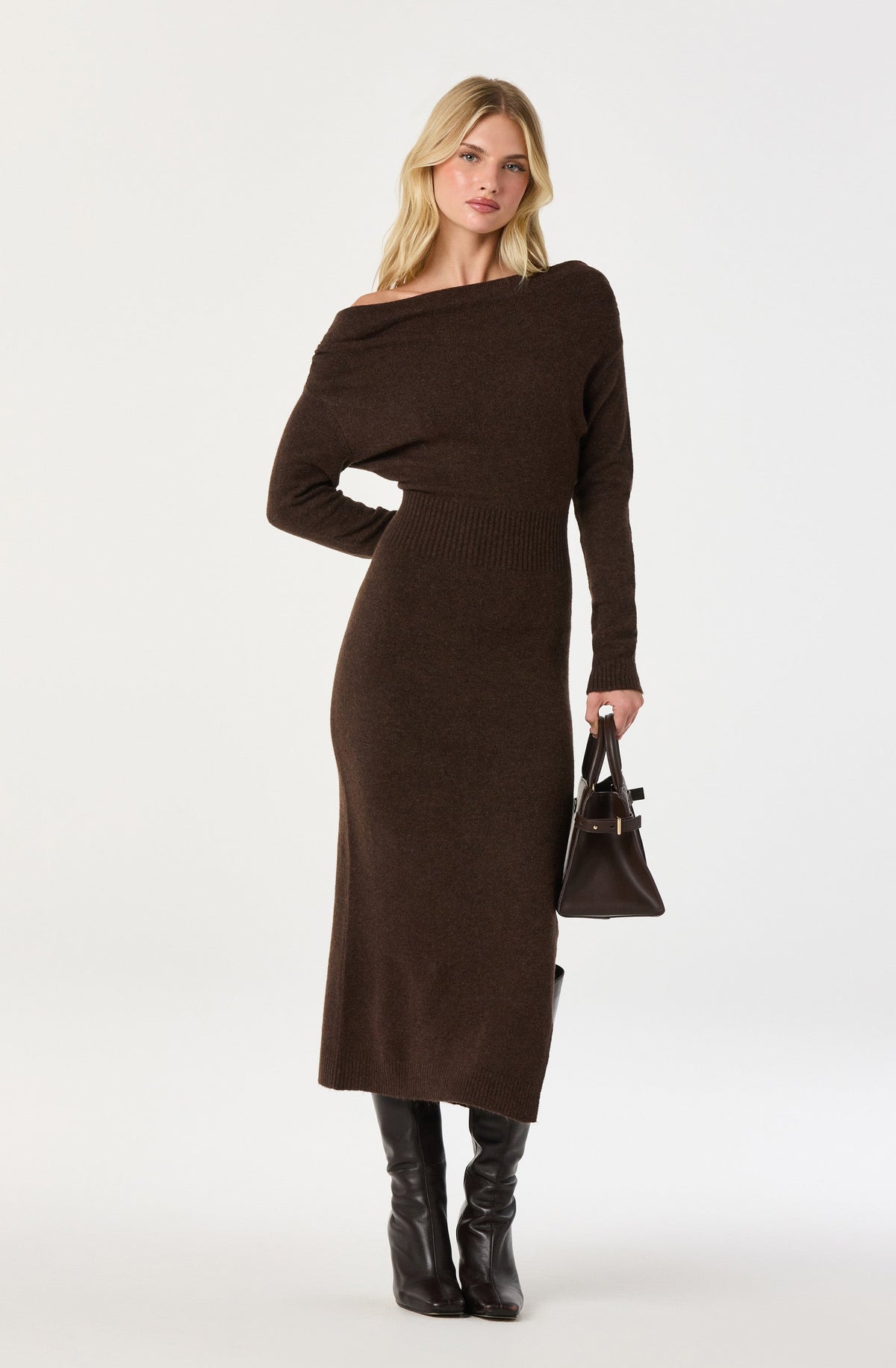 One Shoulder Midi Sweater Dress